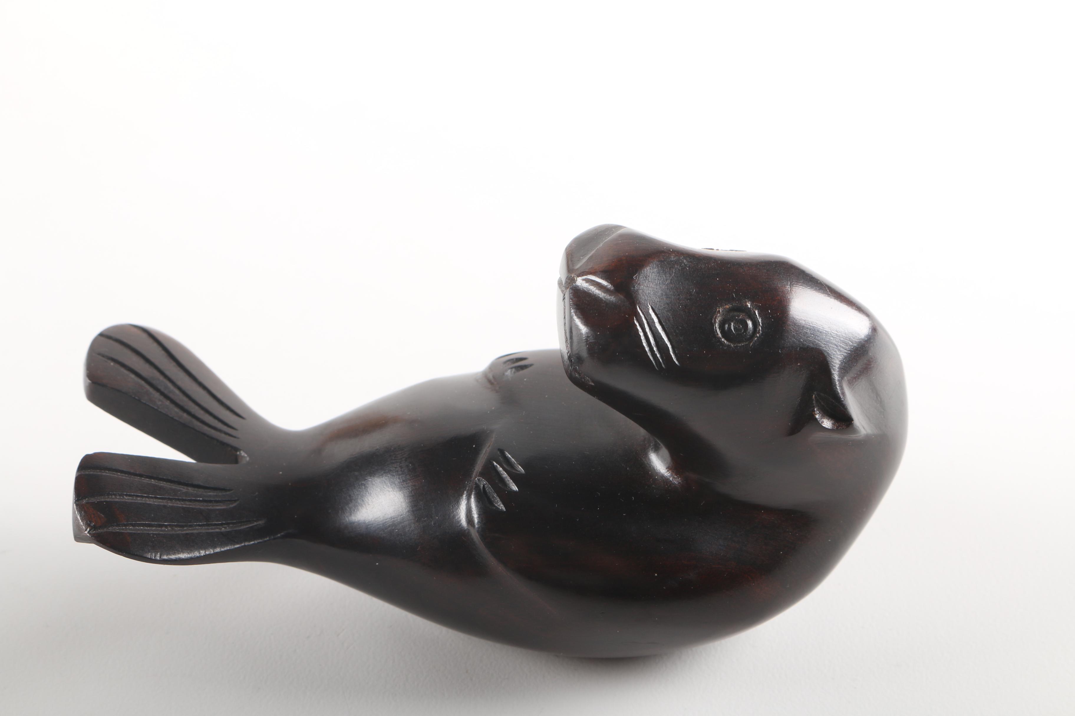 Two Hand Carved Wood Animals