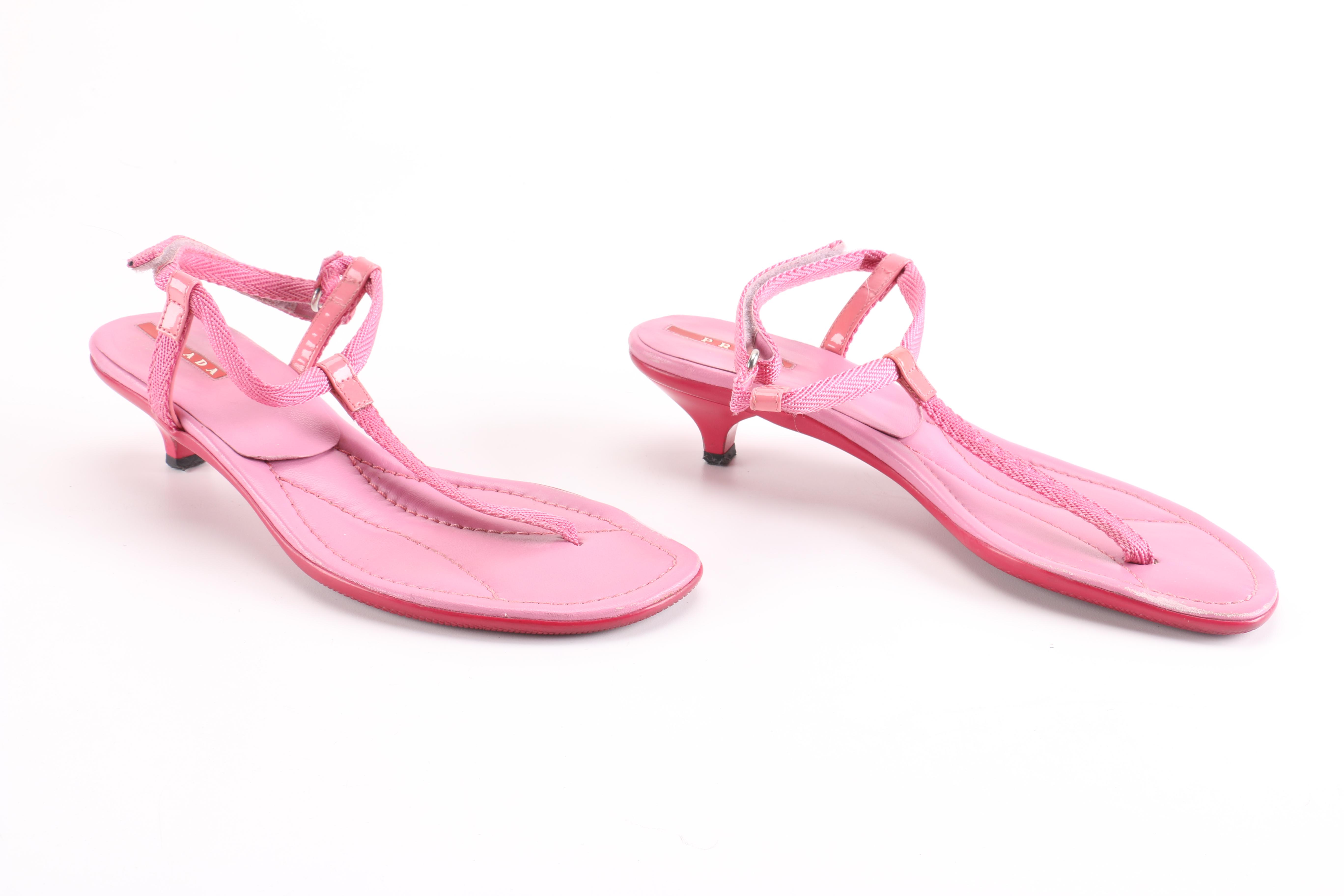 Prada Pink Kitten Heel Sandals