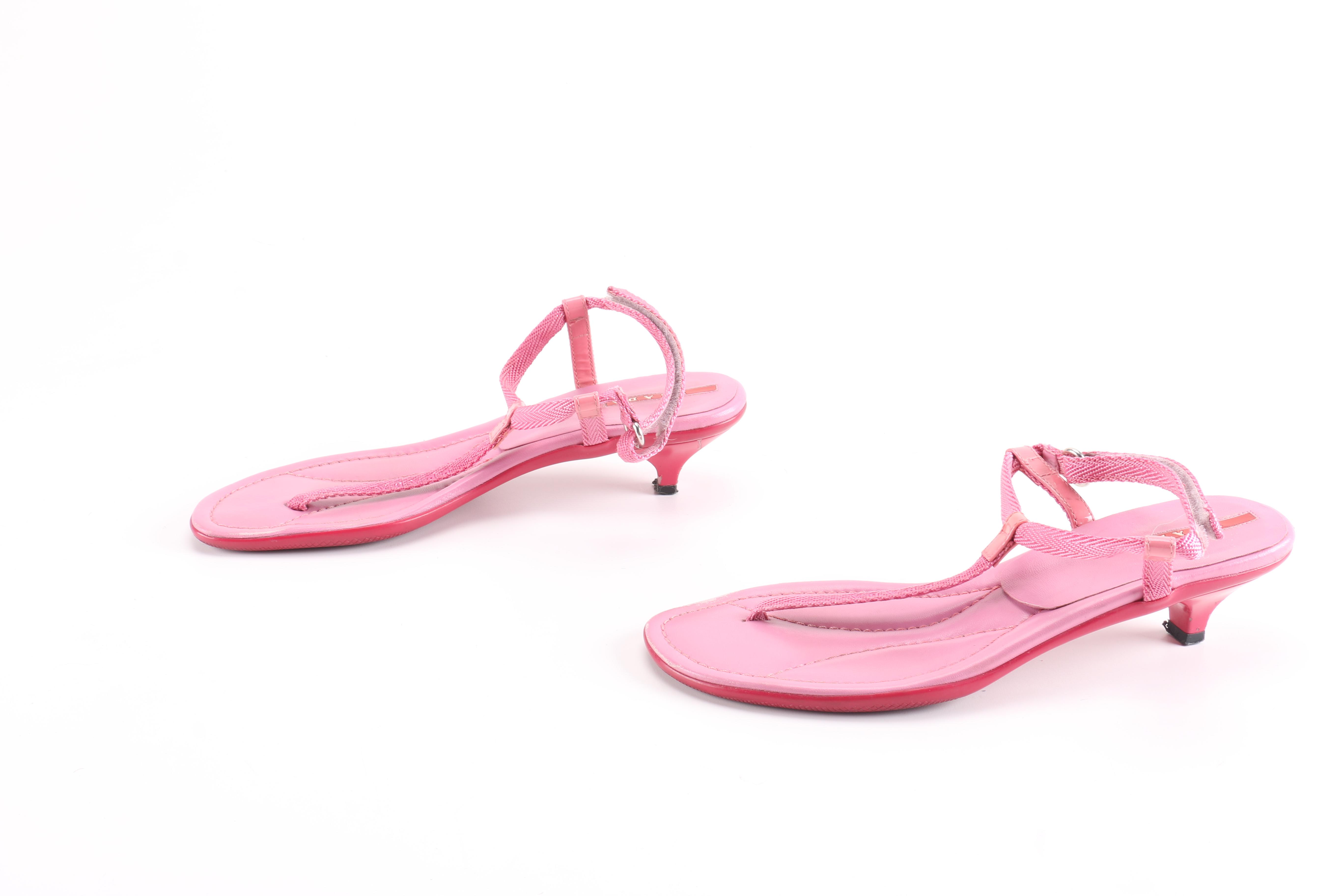 Prada Pink Kitten Heel Sandals