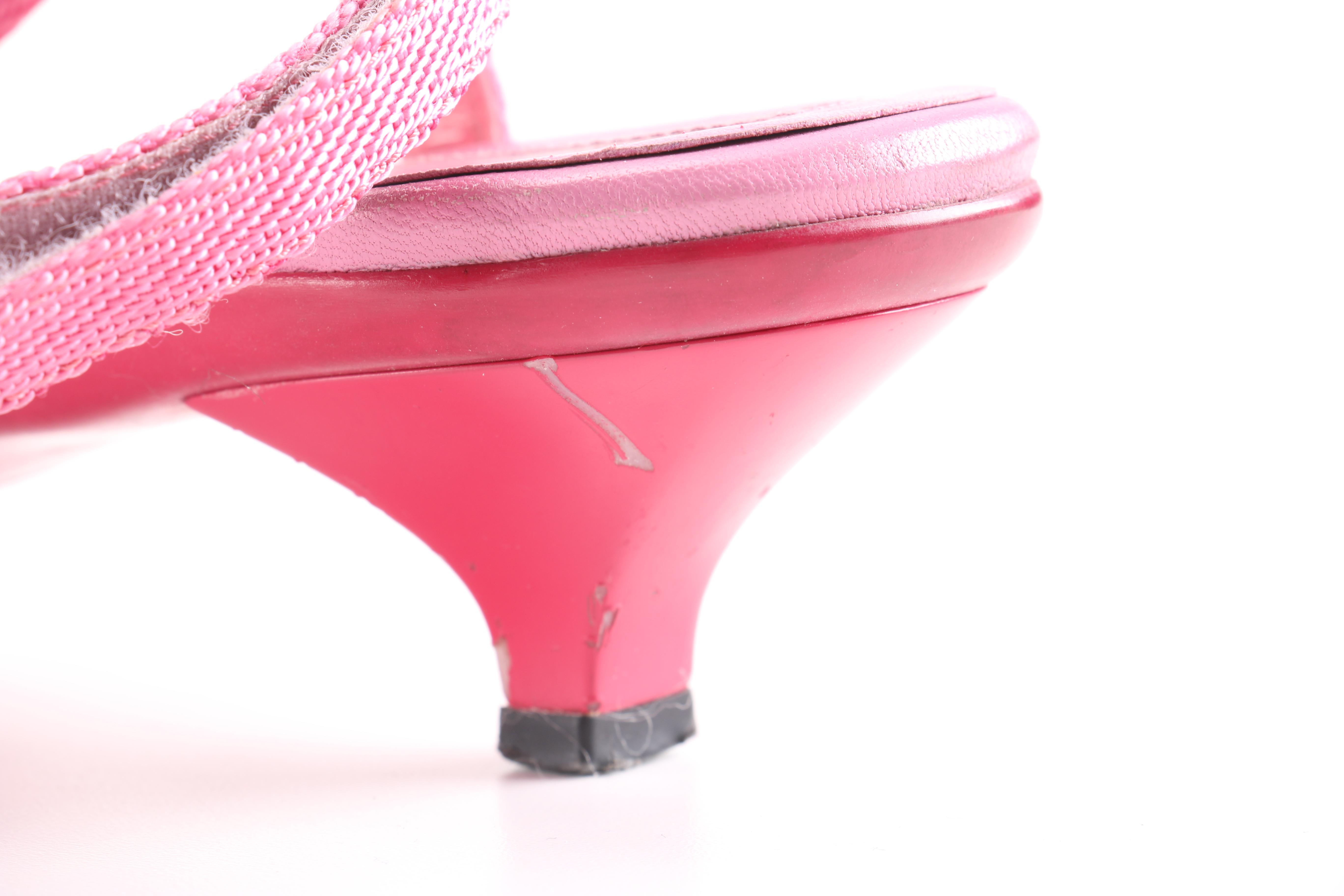 Prada Pink Kitten Heel Sandals