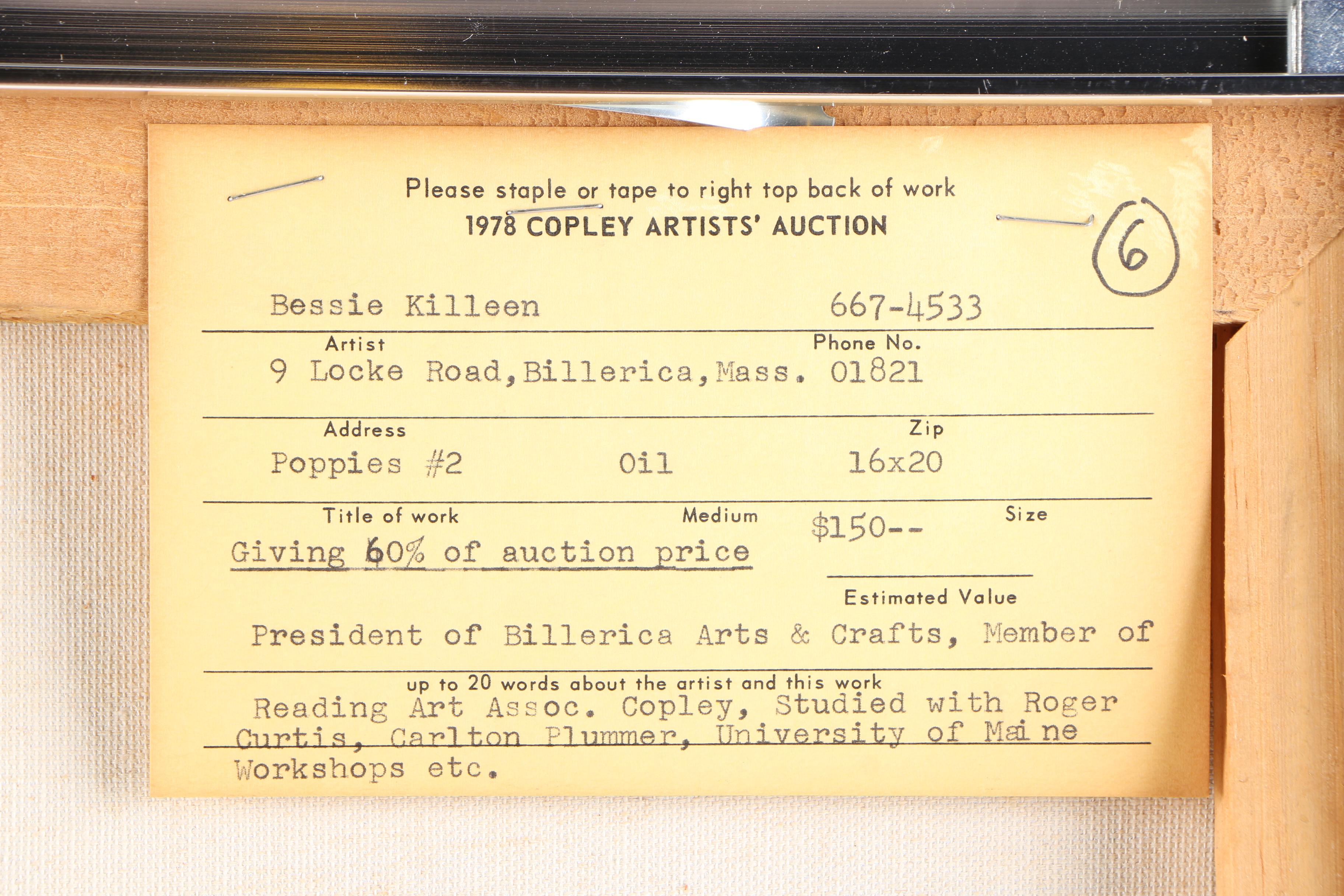 Bessie Killeen Oil Painting "Poppies #2"