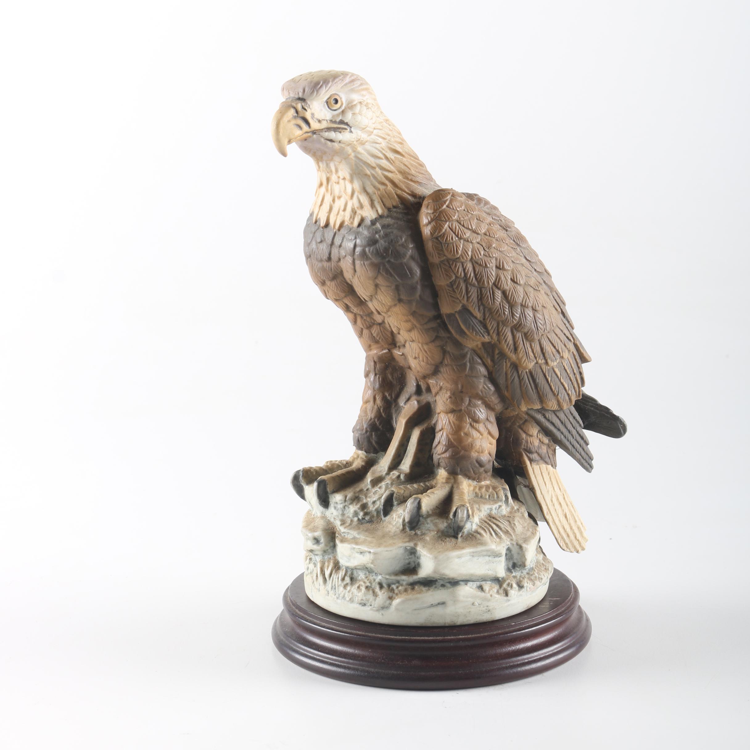 Bald Eagle Figurine with Wood Base