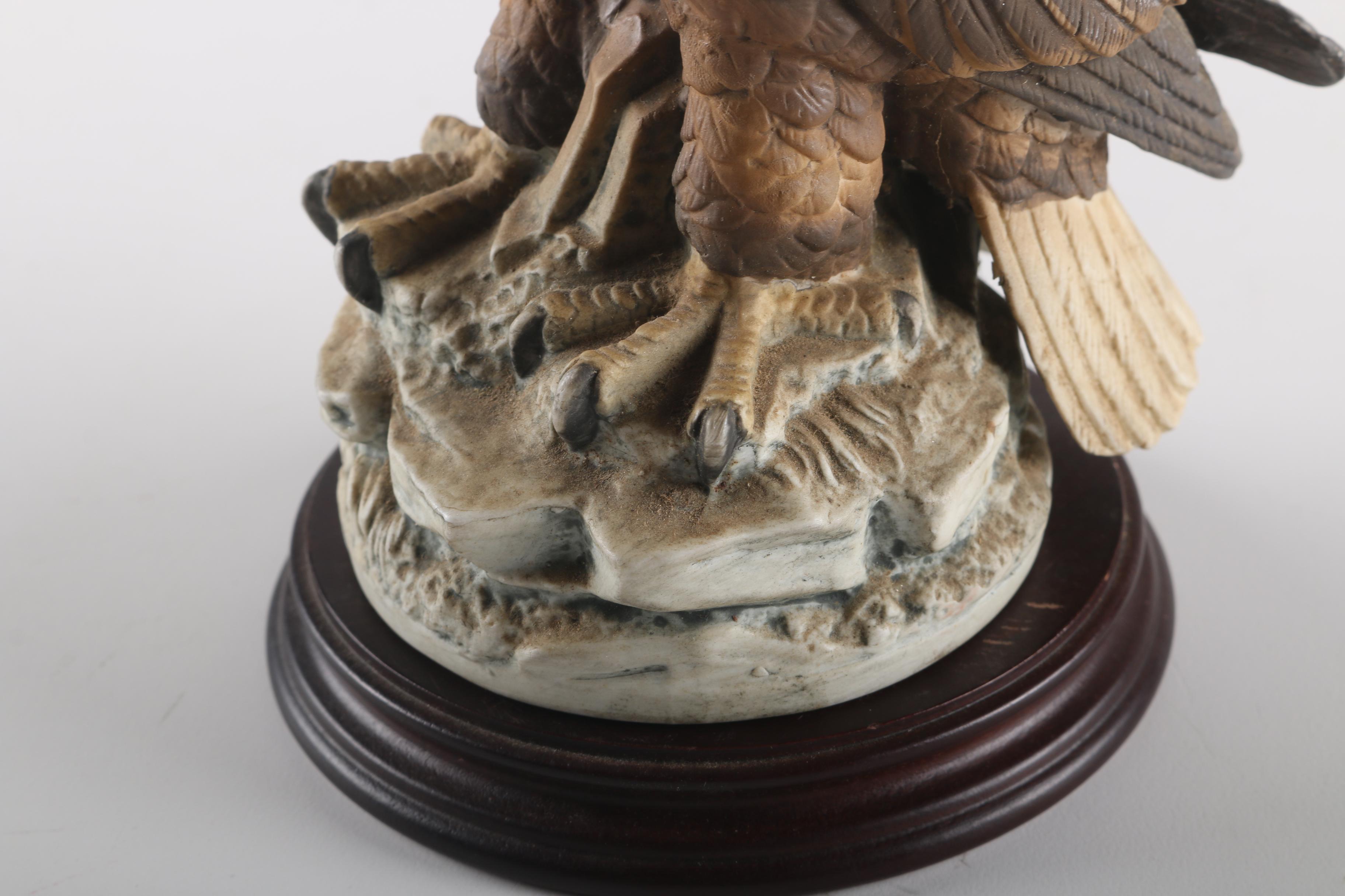 Bald Eagle Figurine with Wood Base