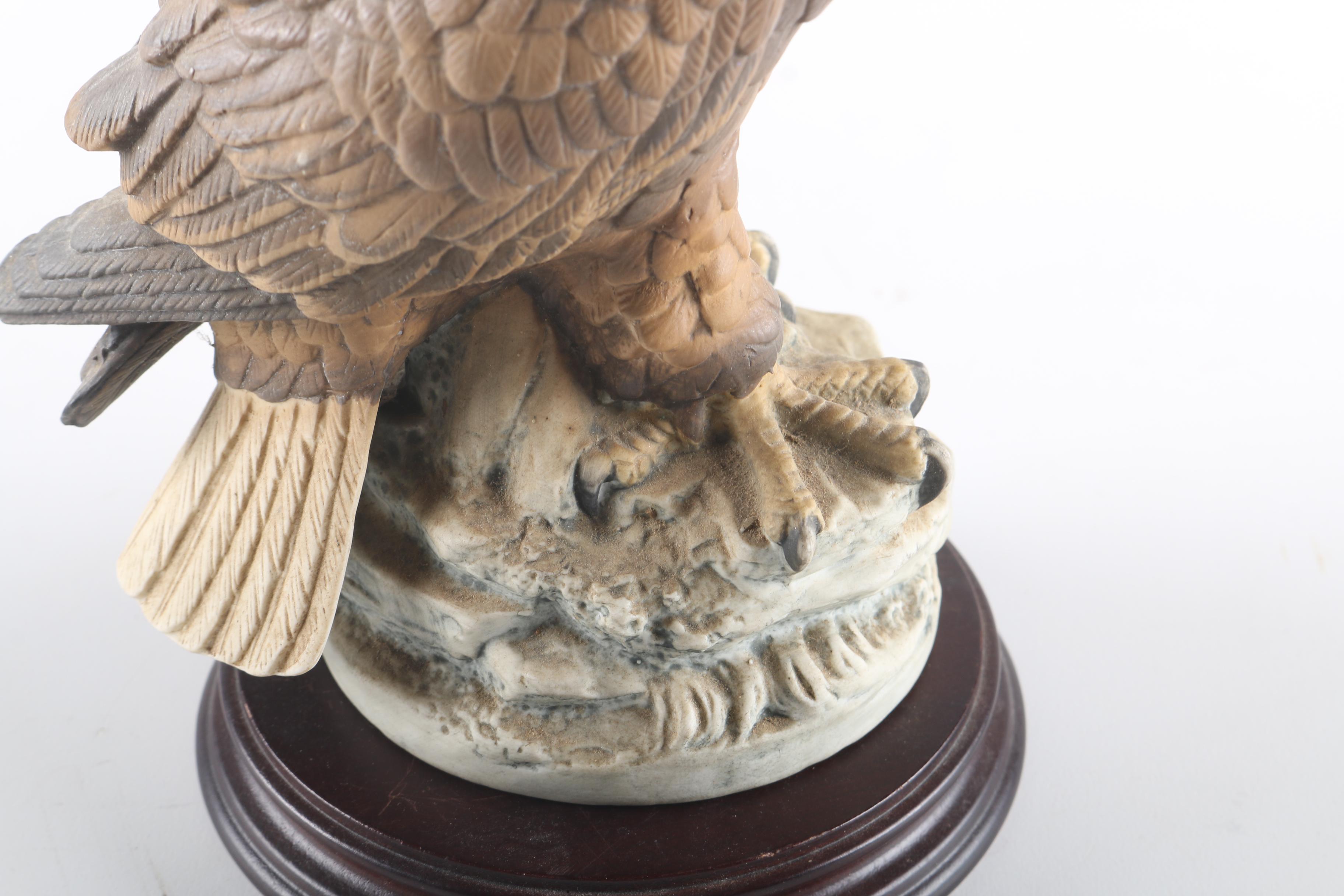 Bald Eagle Figurine with Wood Base