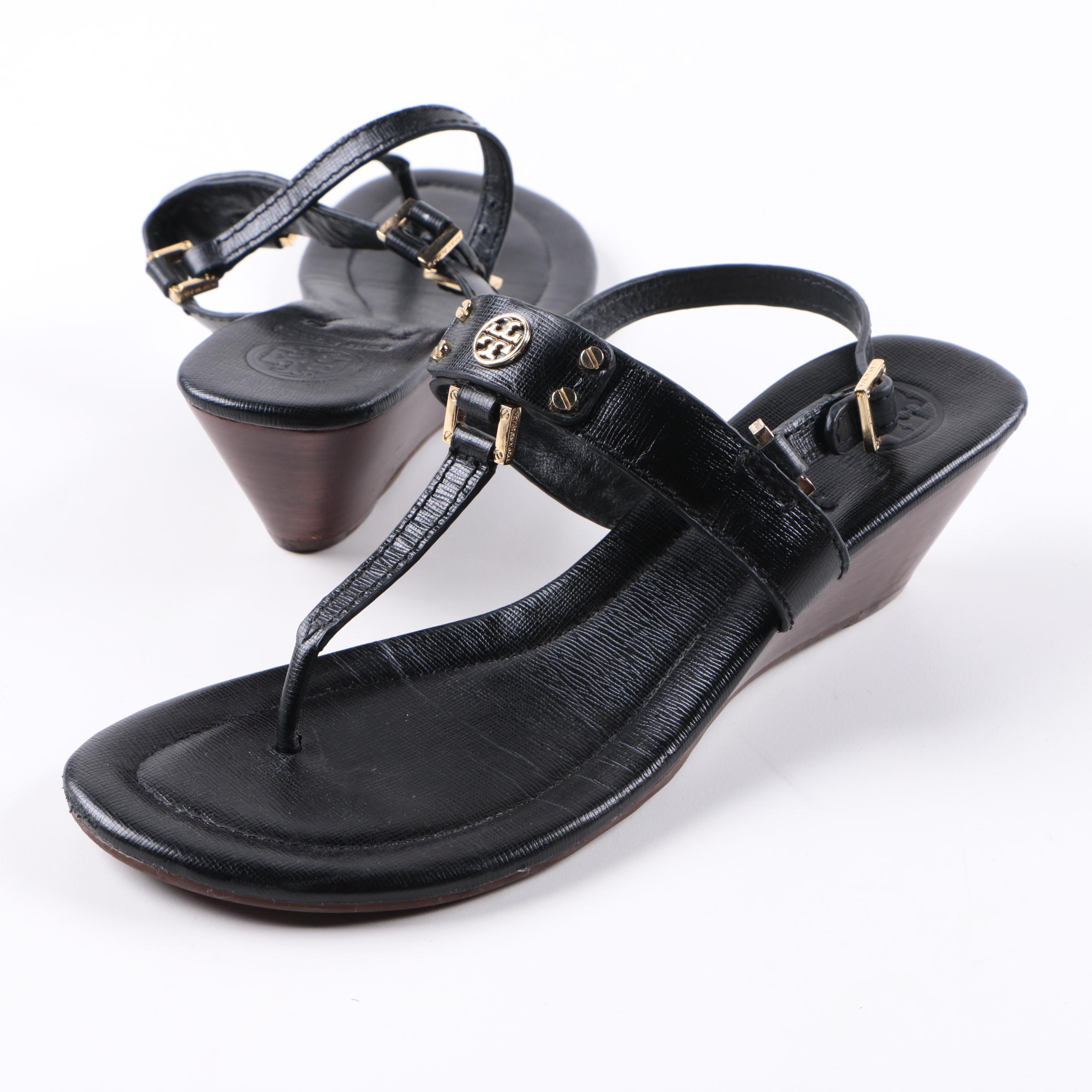 Tory Burch Leather Sandals and Snakeskin on Leather Heels