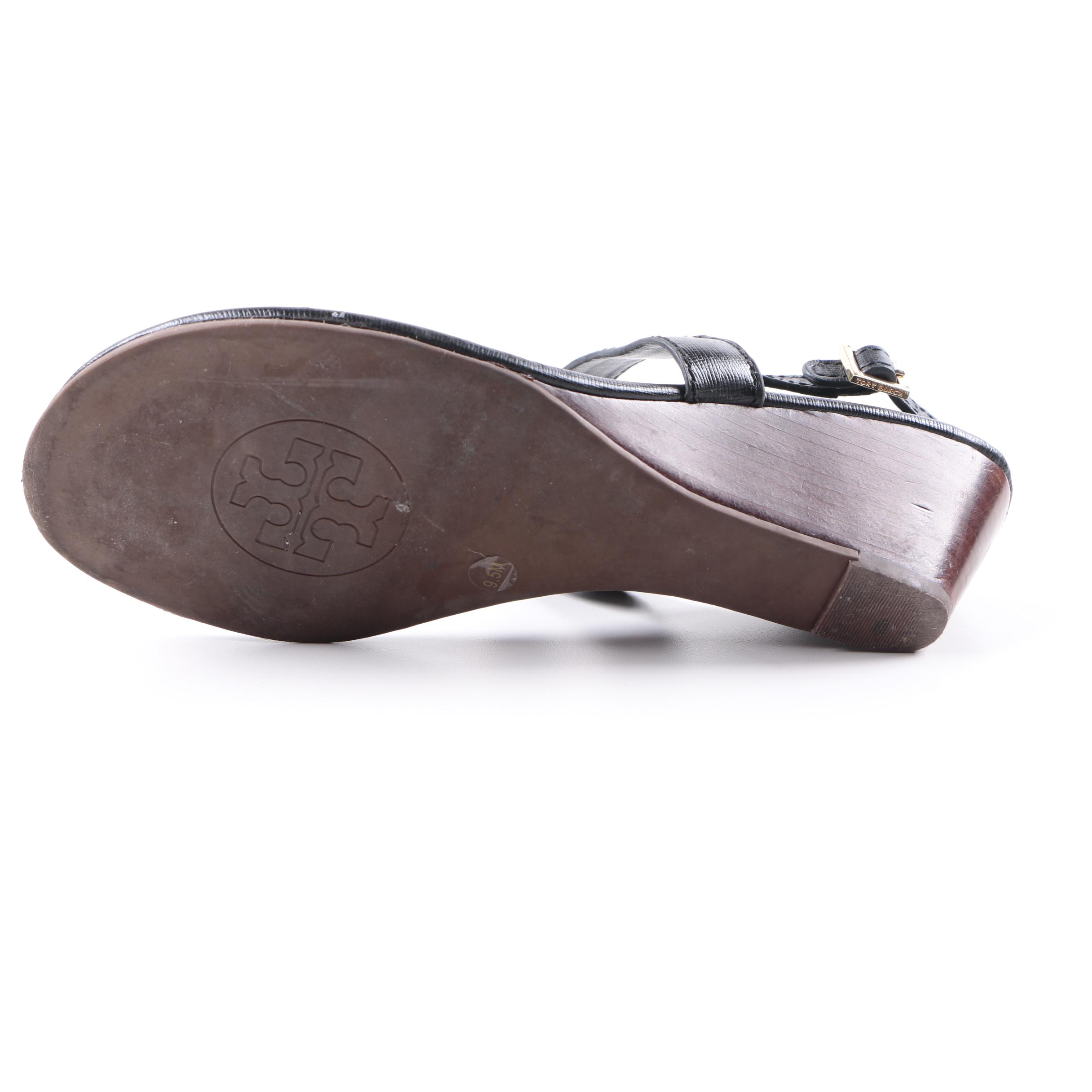 Tory Burch Leather Sandals and Snakeskin on Leather Heels