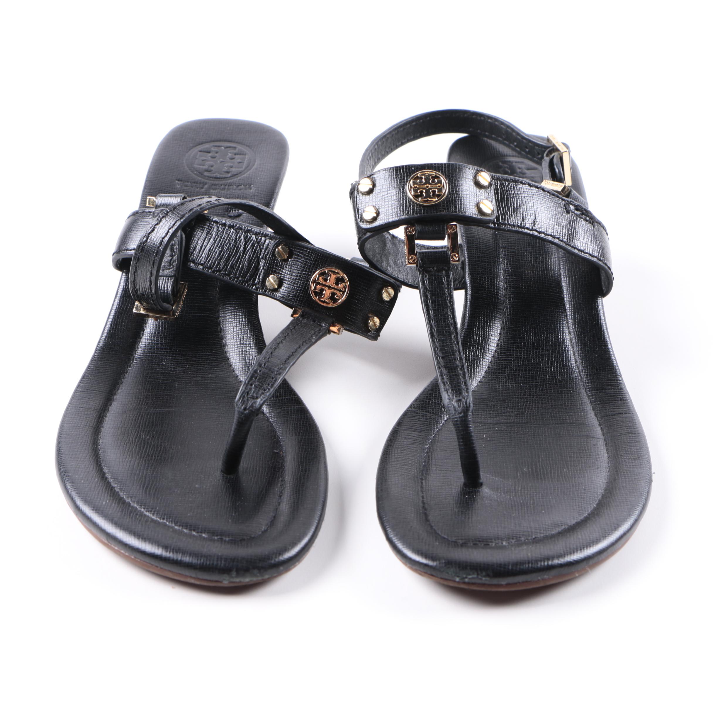 Tory Burch Leather Sandals and Snakeskin on Leather Heels