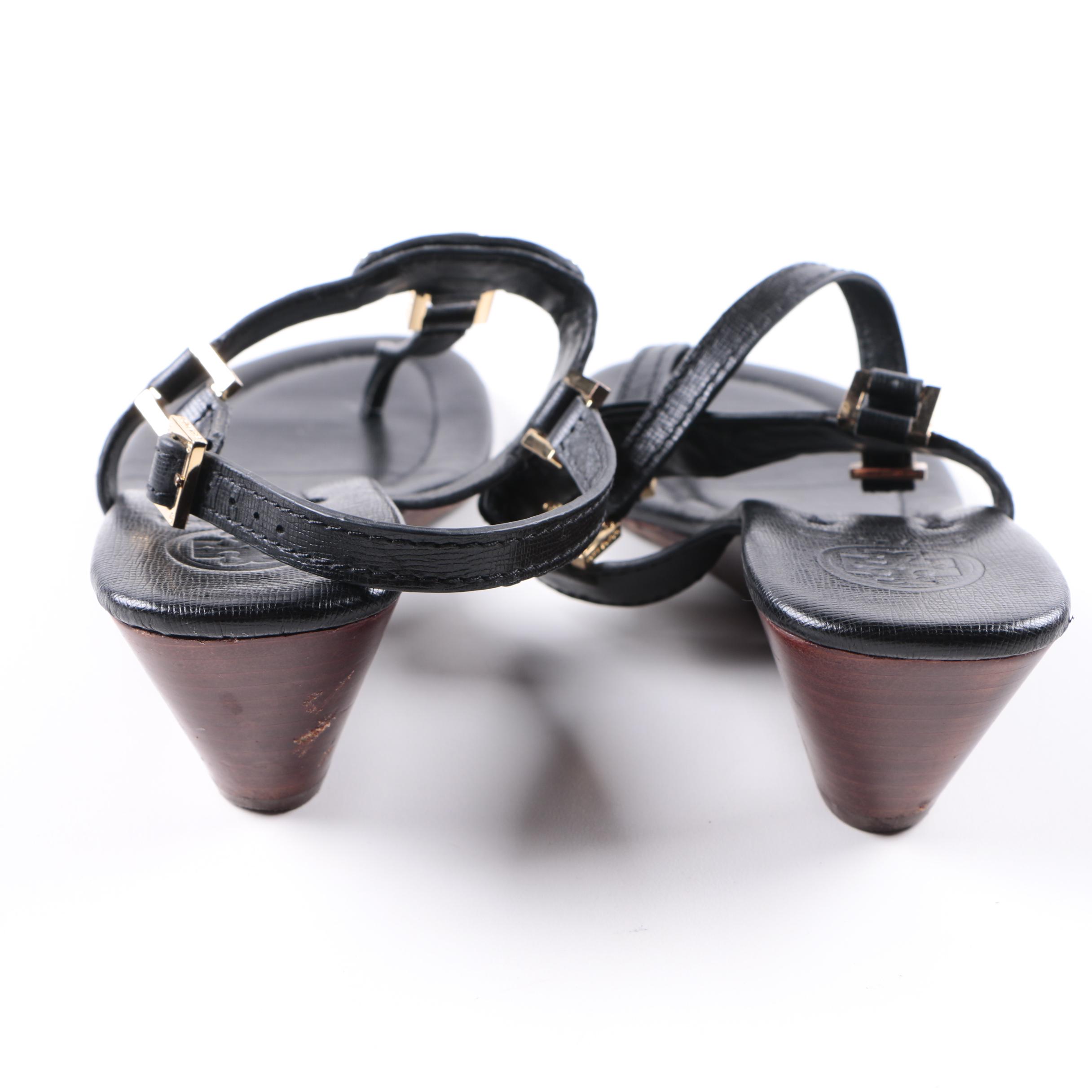 Tory Burch Leather Sandals and Snakeskin on Leather Heels