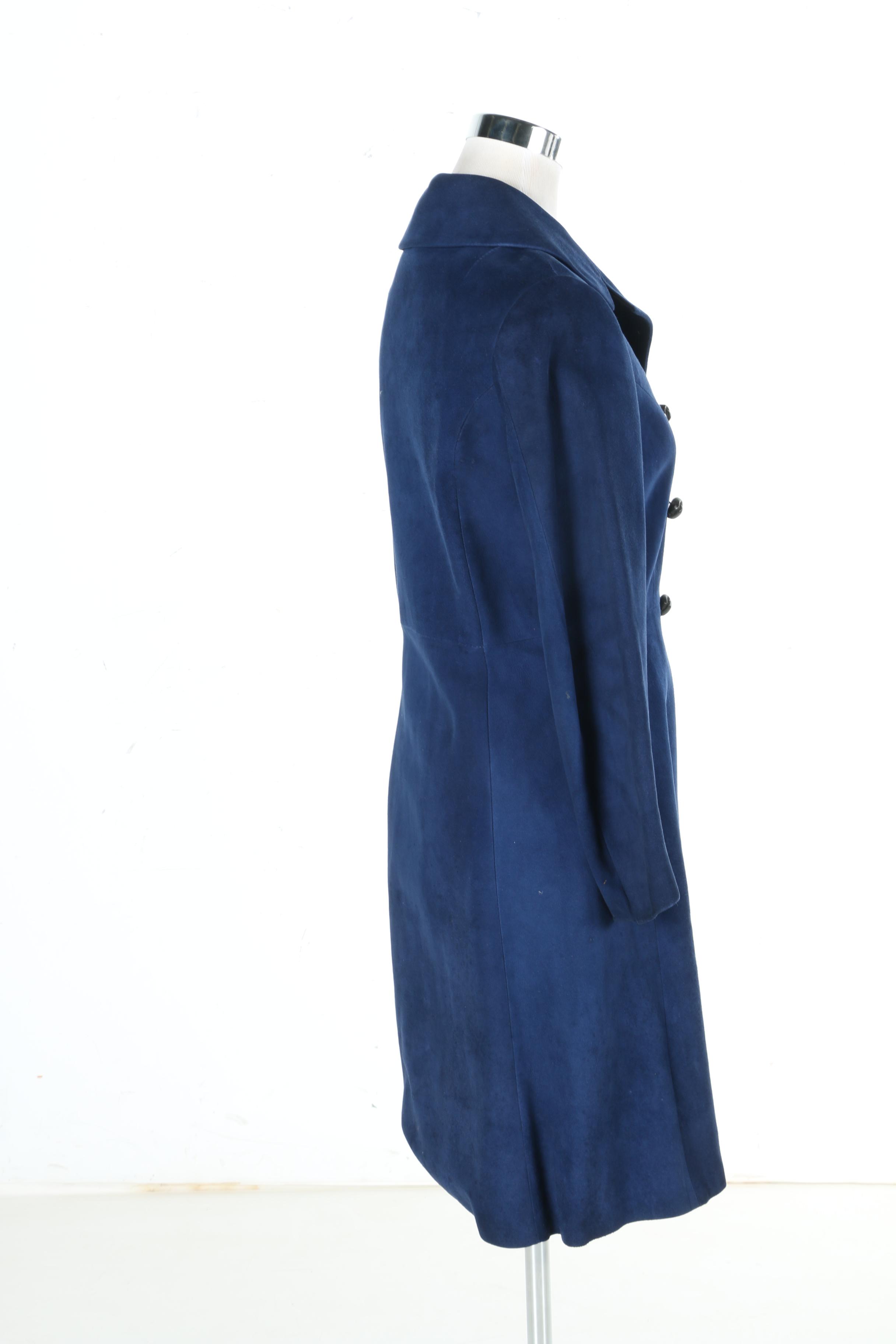 Circa 1970s Herrero Y Rodero Madrid Blue Suede Coat