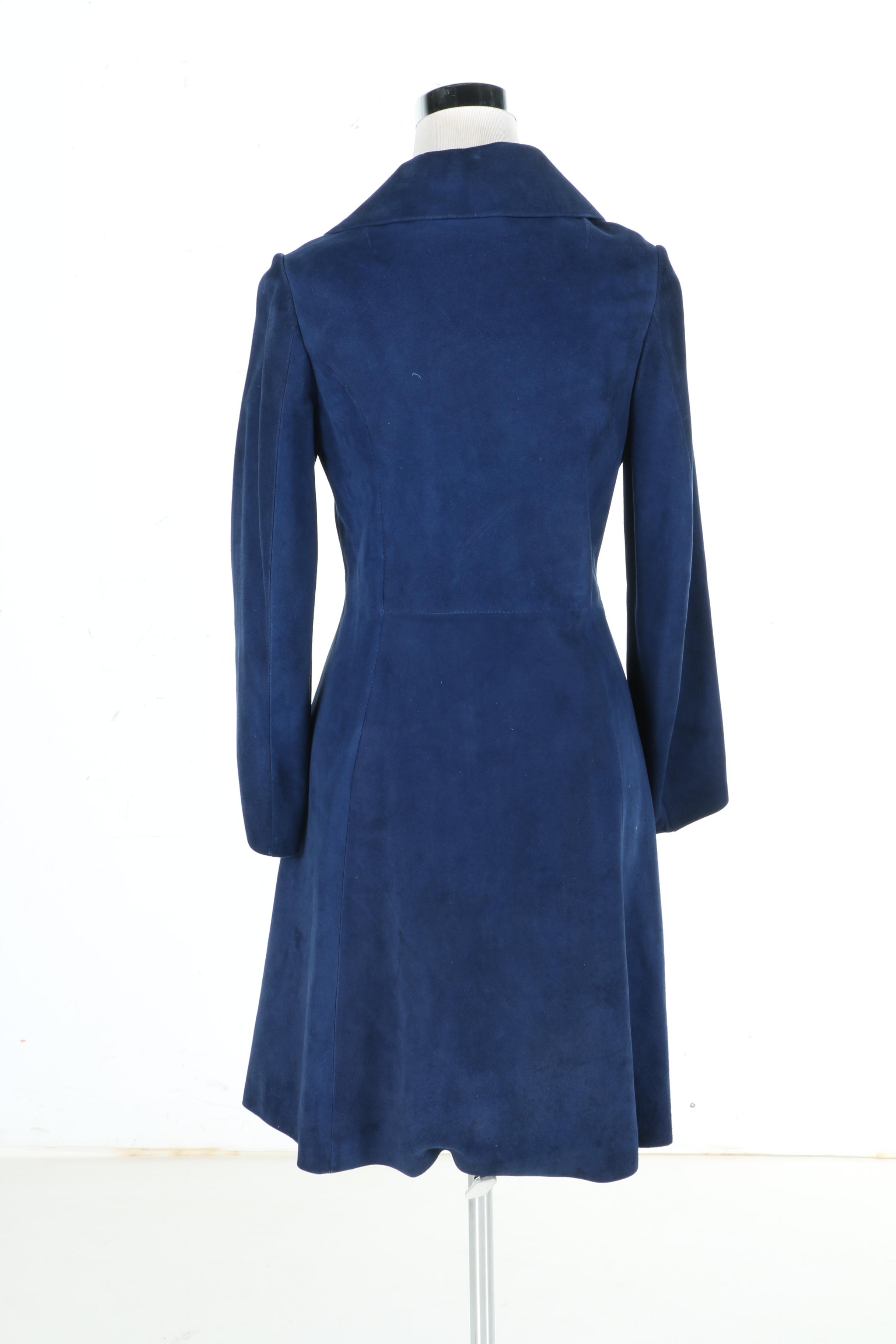 Circa 1970s Herrero Y Rodero Madrid Blue Suede Coat
