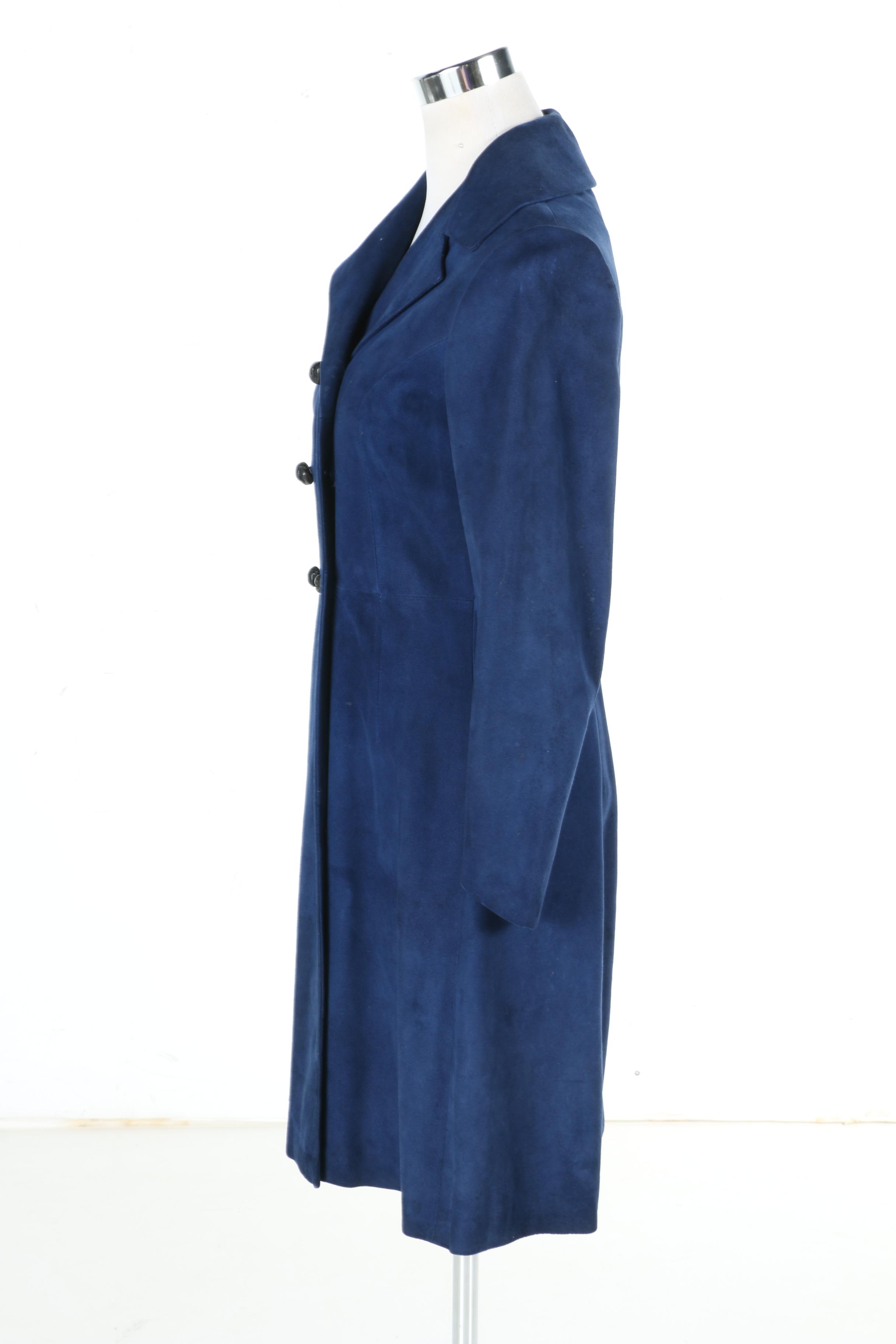 Circa 1970s Herrero Y Rodero Madrid Blue Suede Coat