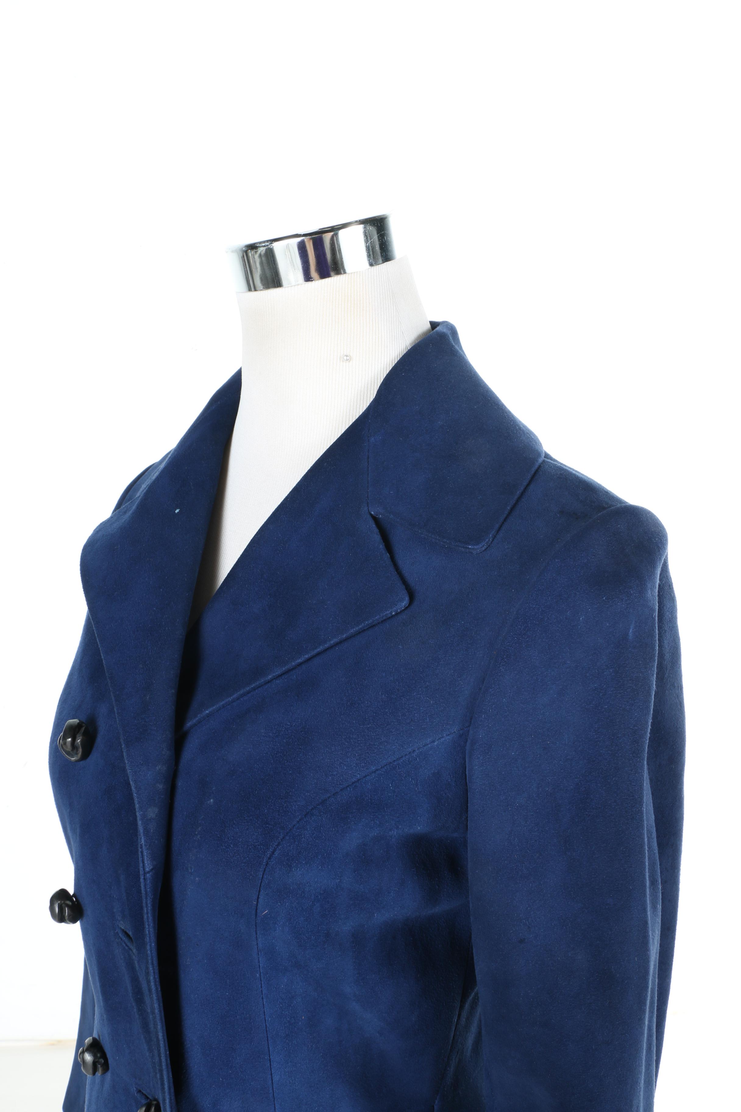 Circa 1970s Herrero Y Rodero Madrid Blue Suede Coat