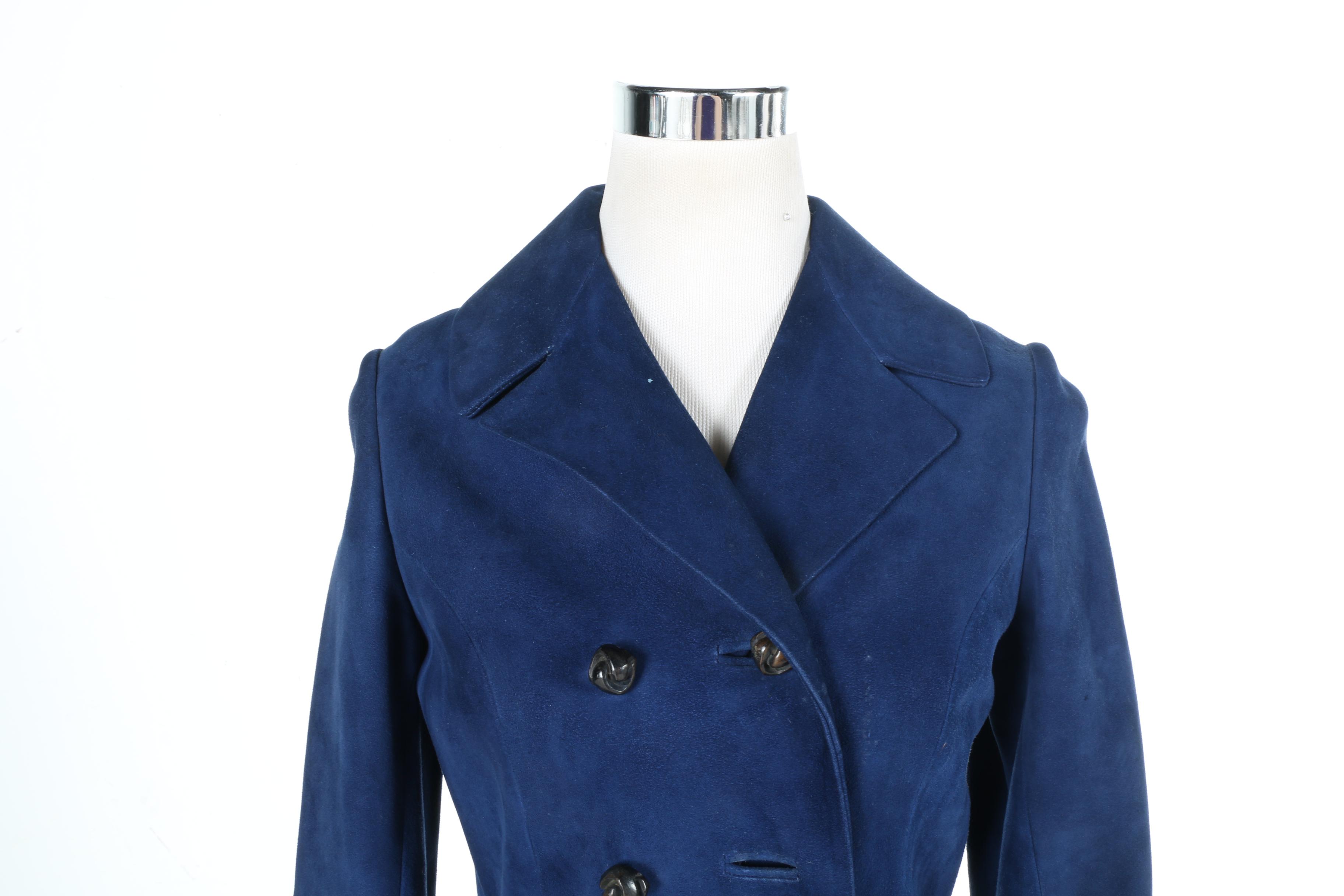 Circa 1970s Herrero Y Rodero Madrid Blue Suede Coat