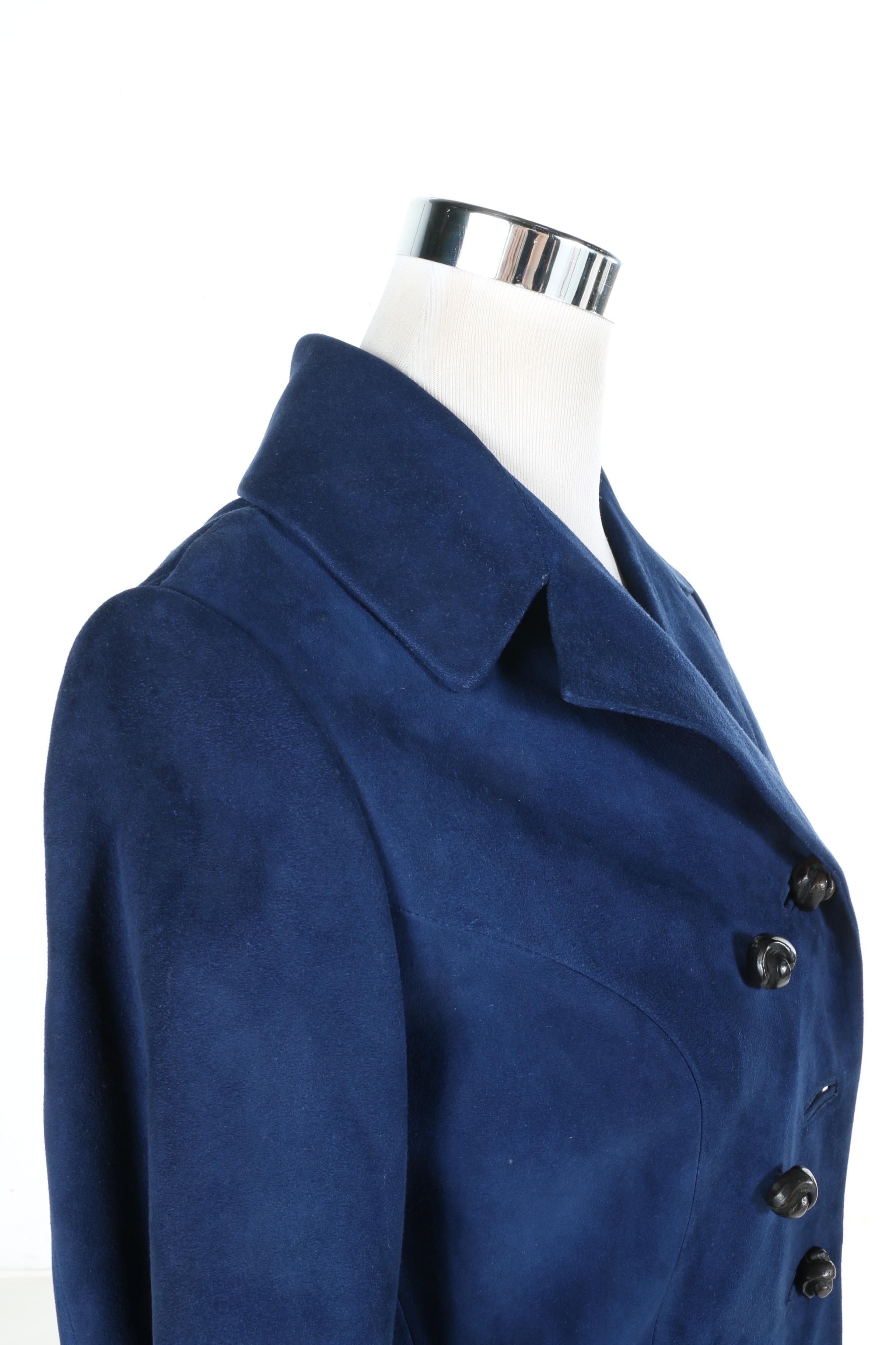 Circa 1970s Herrero Y Rodero Madrid Blue Suede Coat