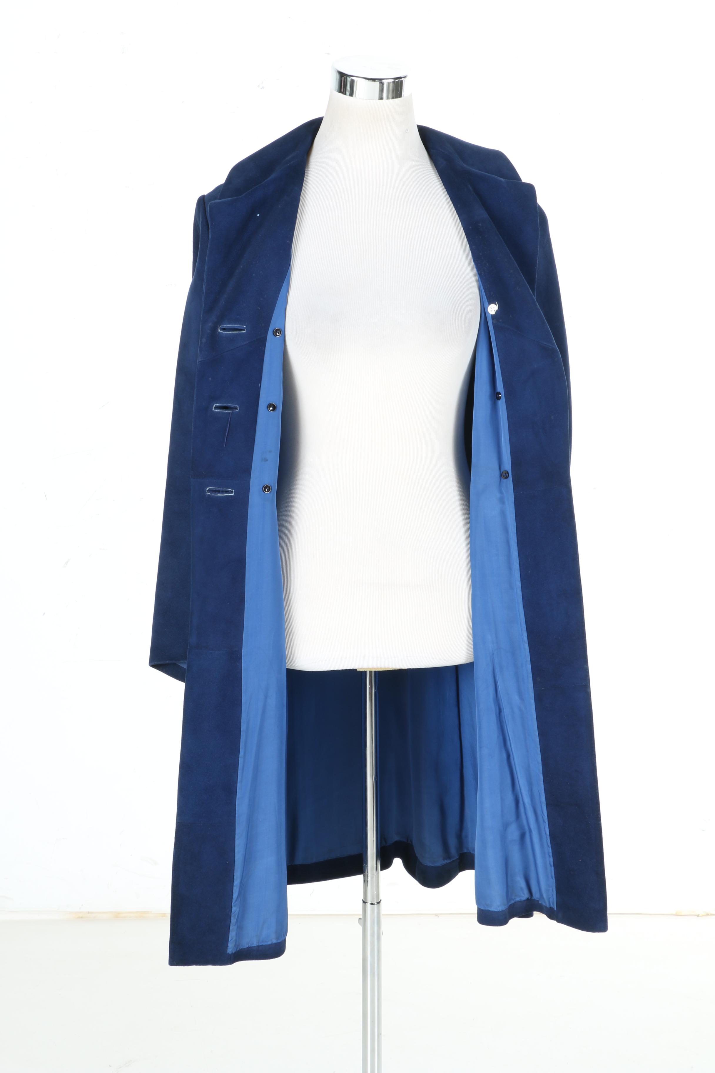 Circa 1970s Herrero Y Rodero Madrid Blue Suede Coat