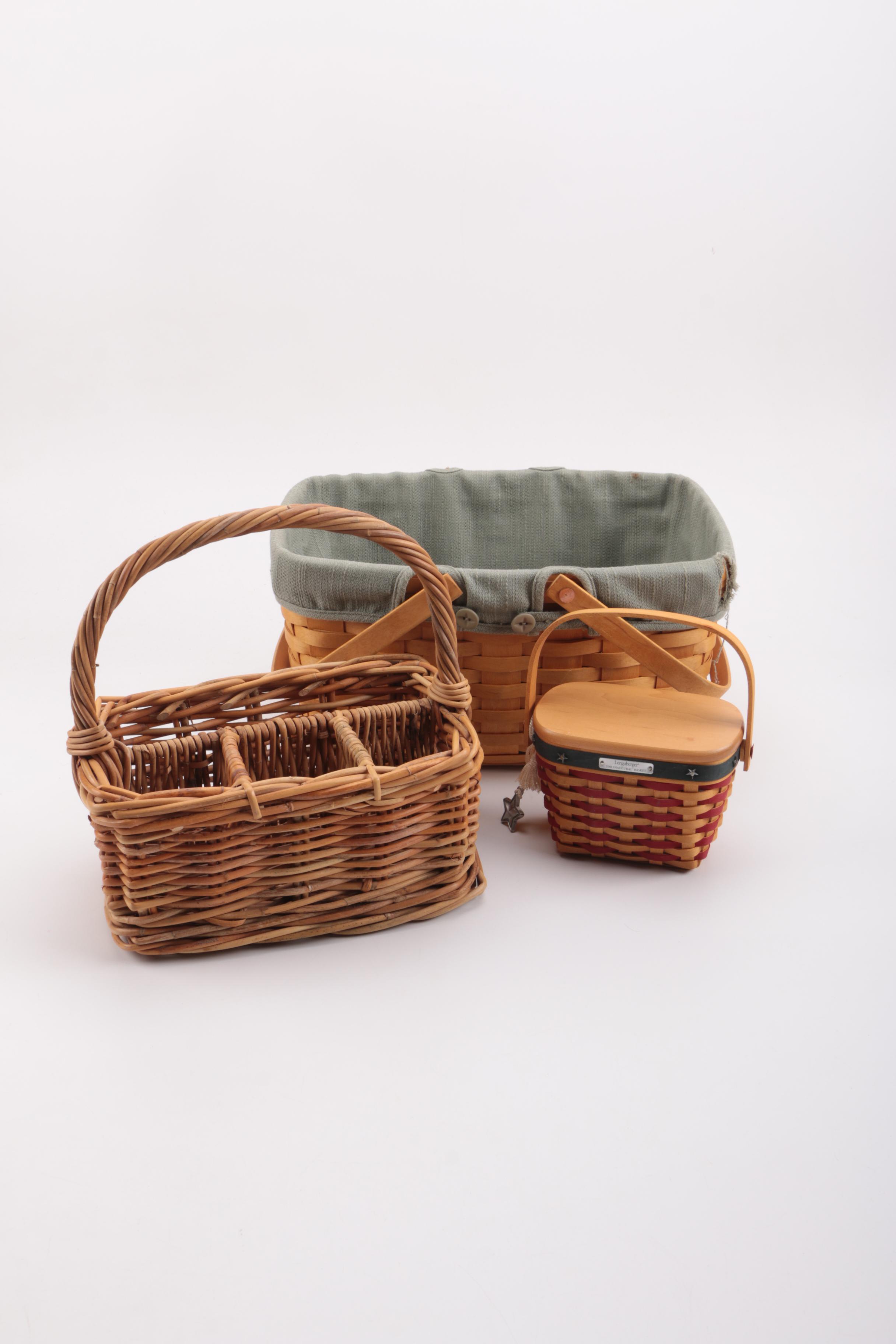 Assorted Wicker Baskets Including Longaberger
