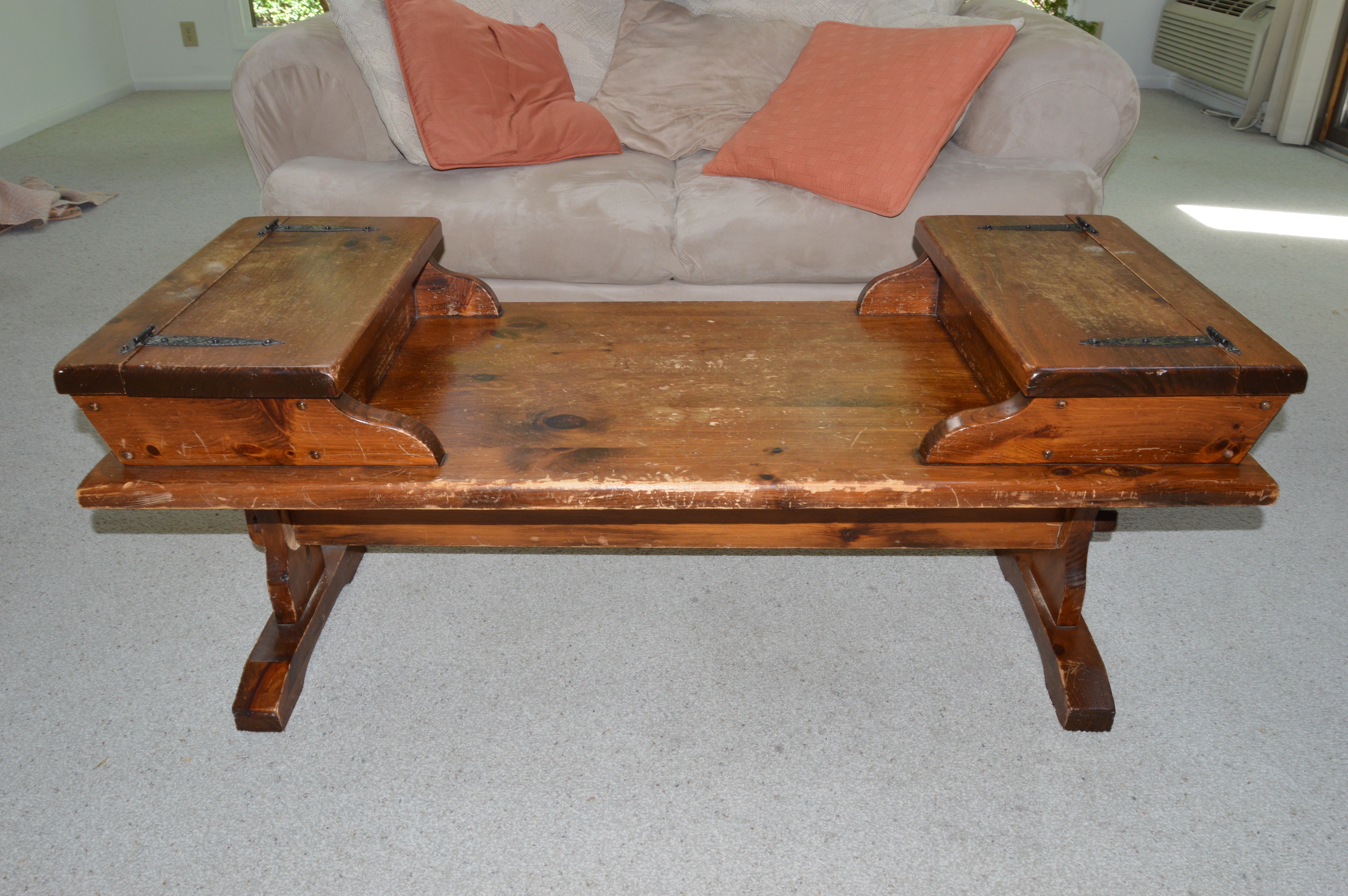 Vintage Wood Coffee Table with Storage