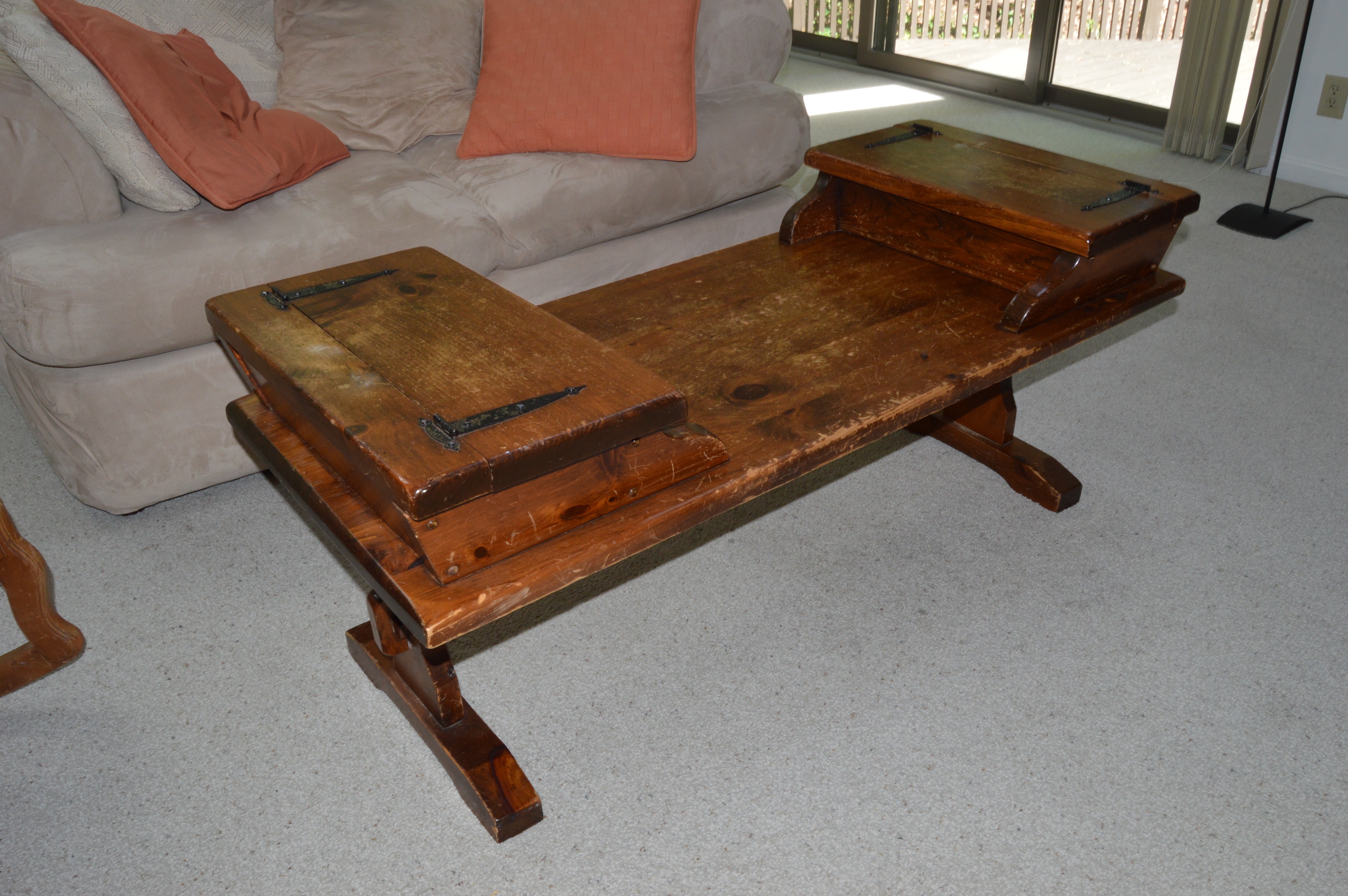 Vintage Wood Coffee Table with Storage