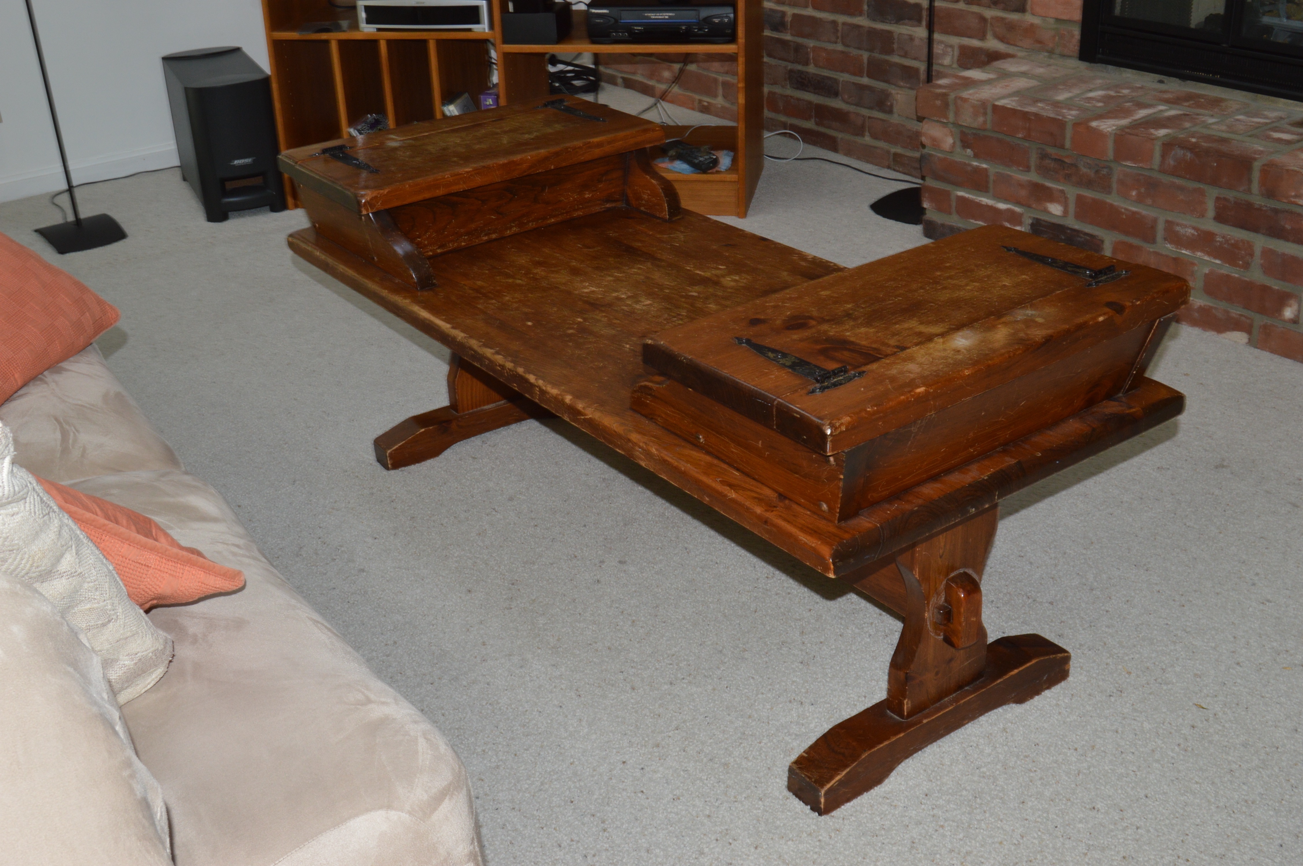 Vintage Wood Coffee Table with Storage