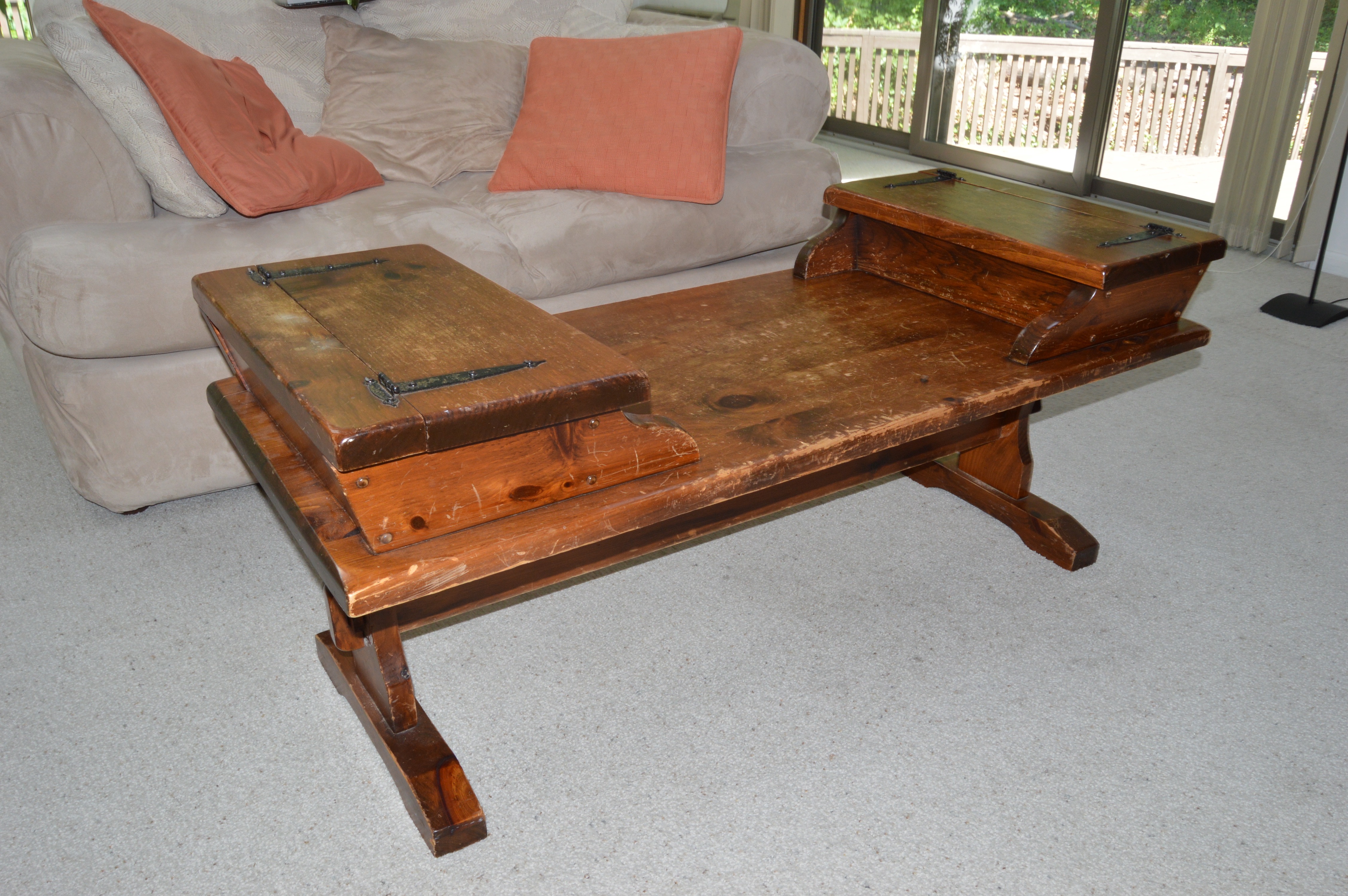 Vintage Wood Coffee Table with Storage