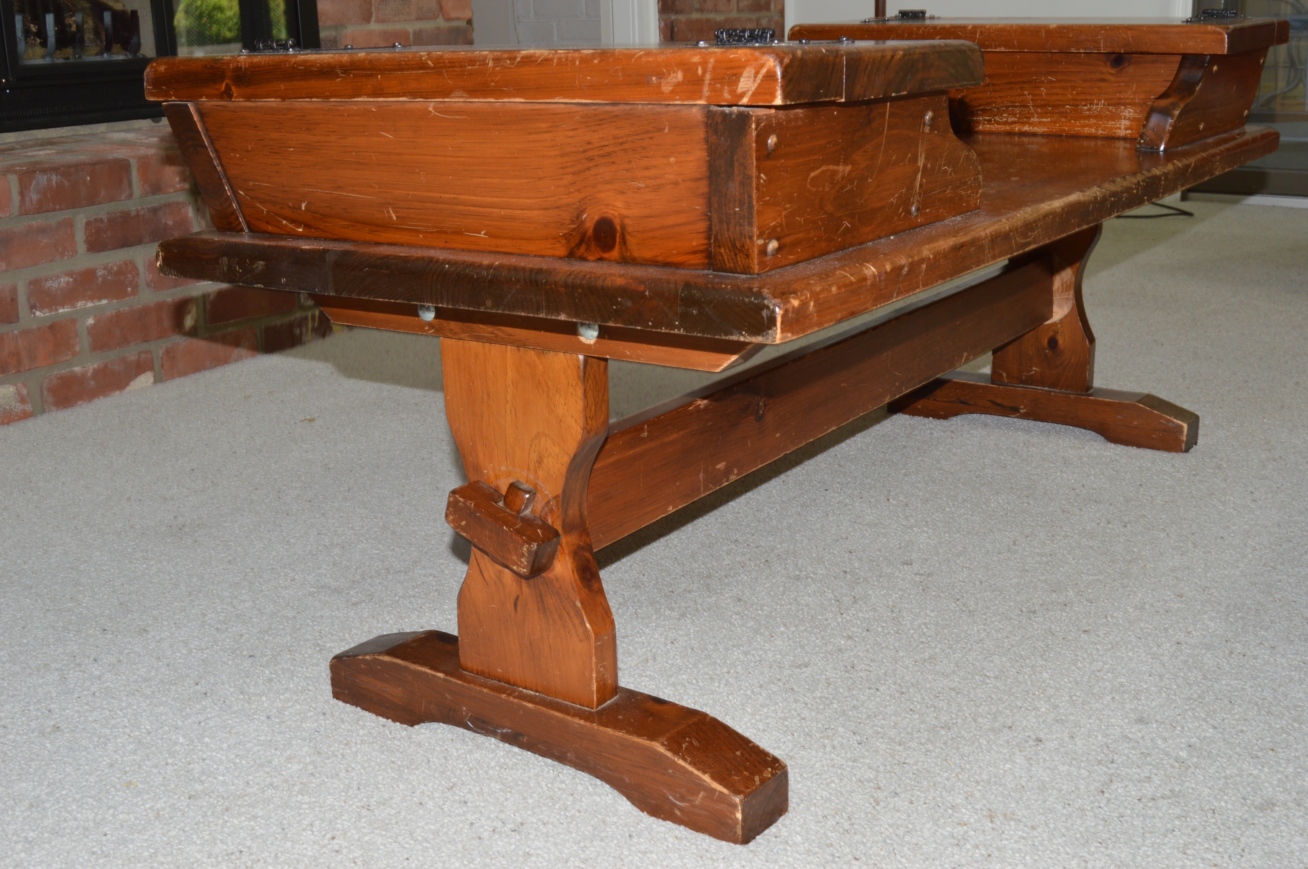 Vintage Wood Coffee Table with Storage