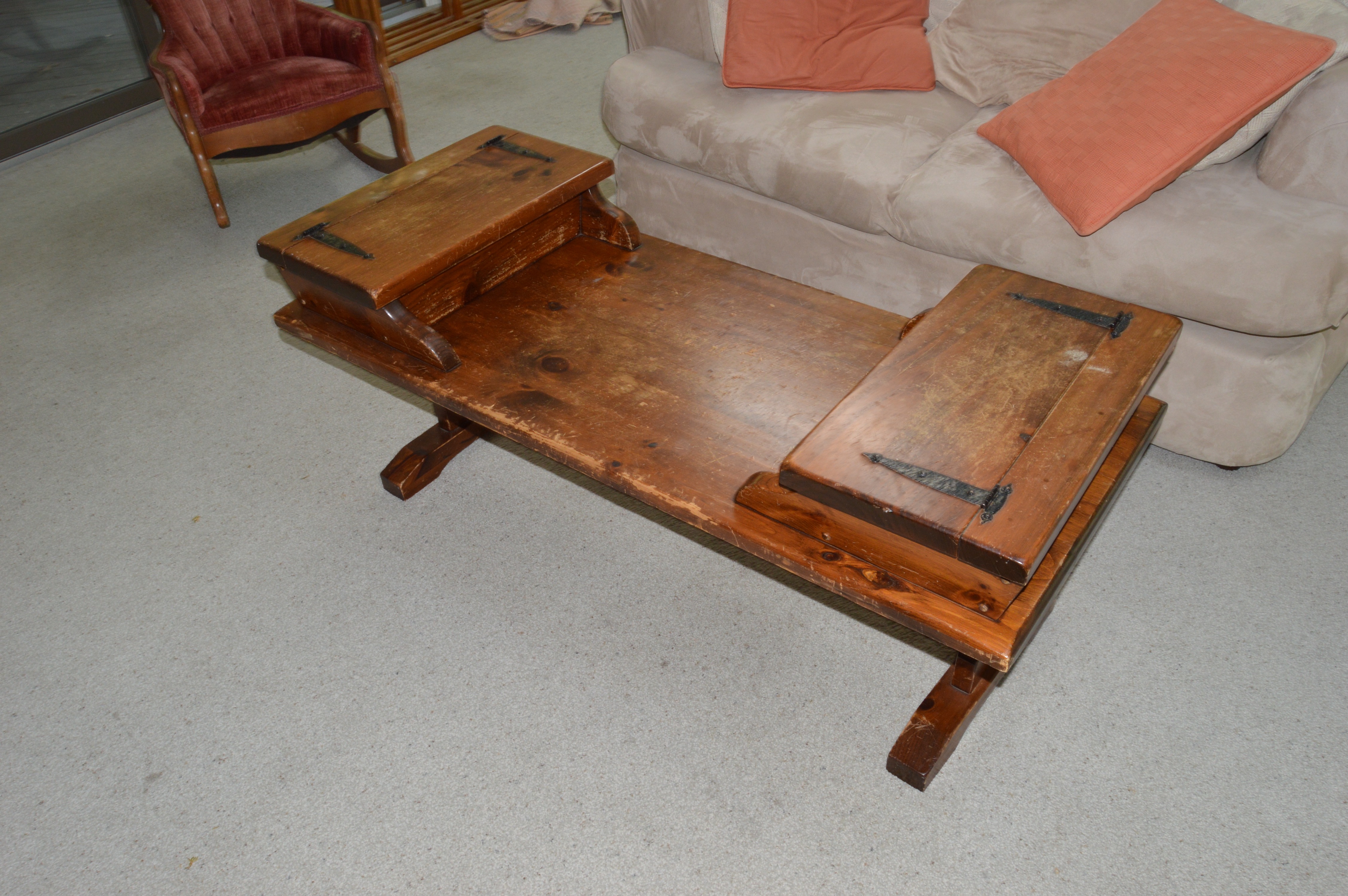 Vintage Wood Coffee Table with Storage