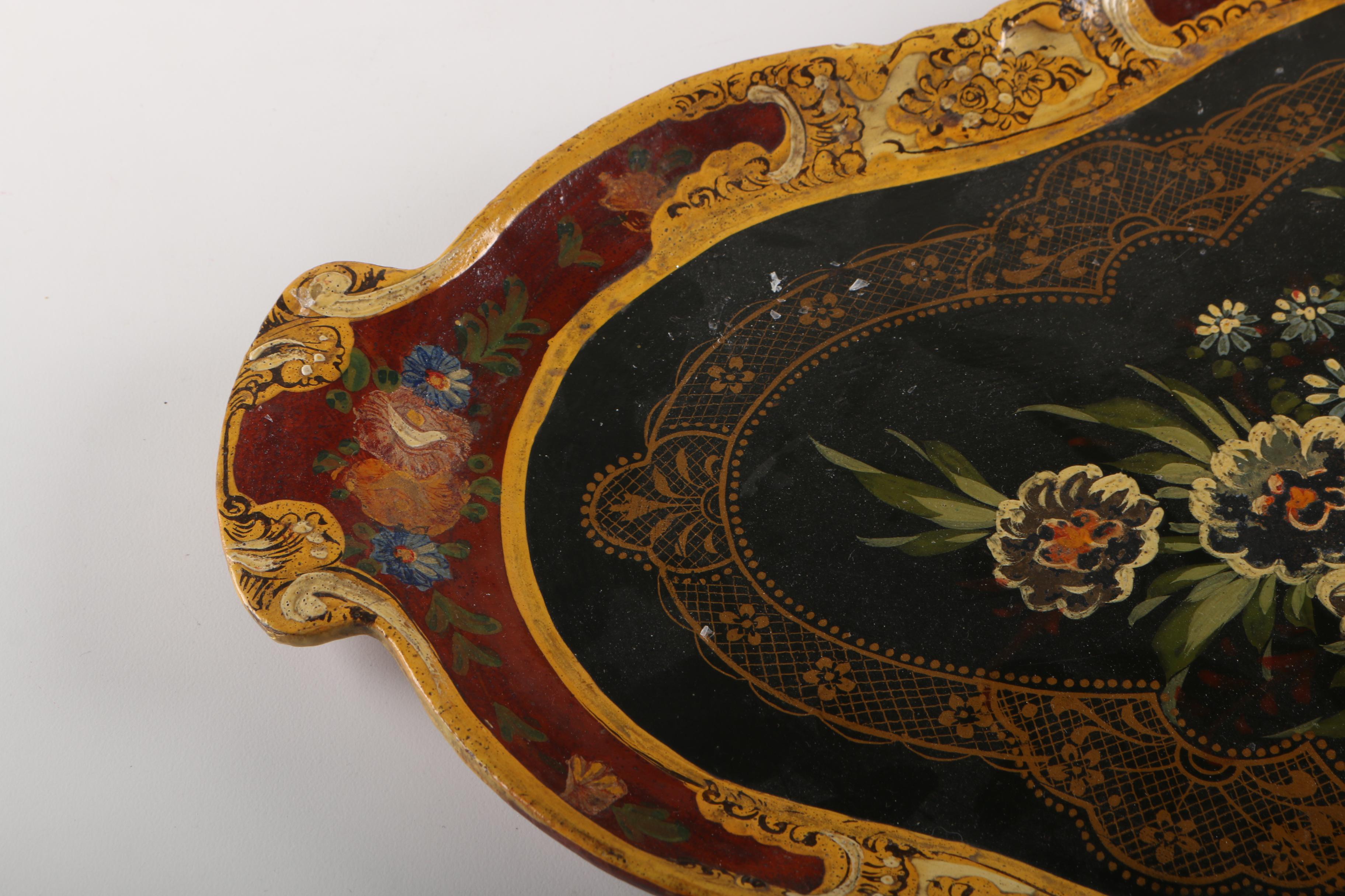 Assorted Decorative Painted Wood Trays