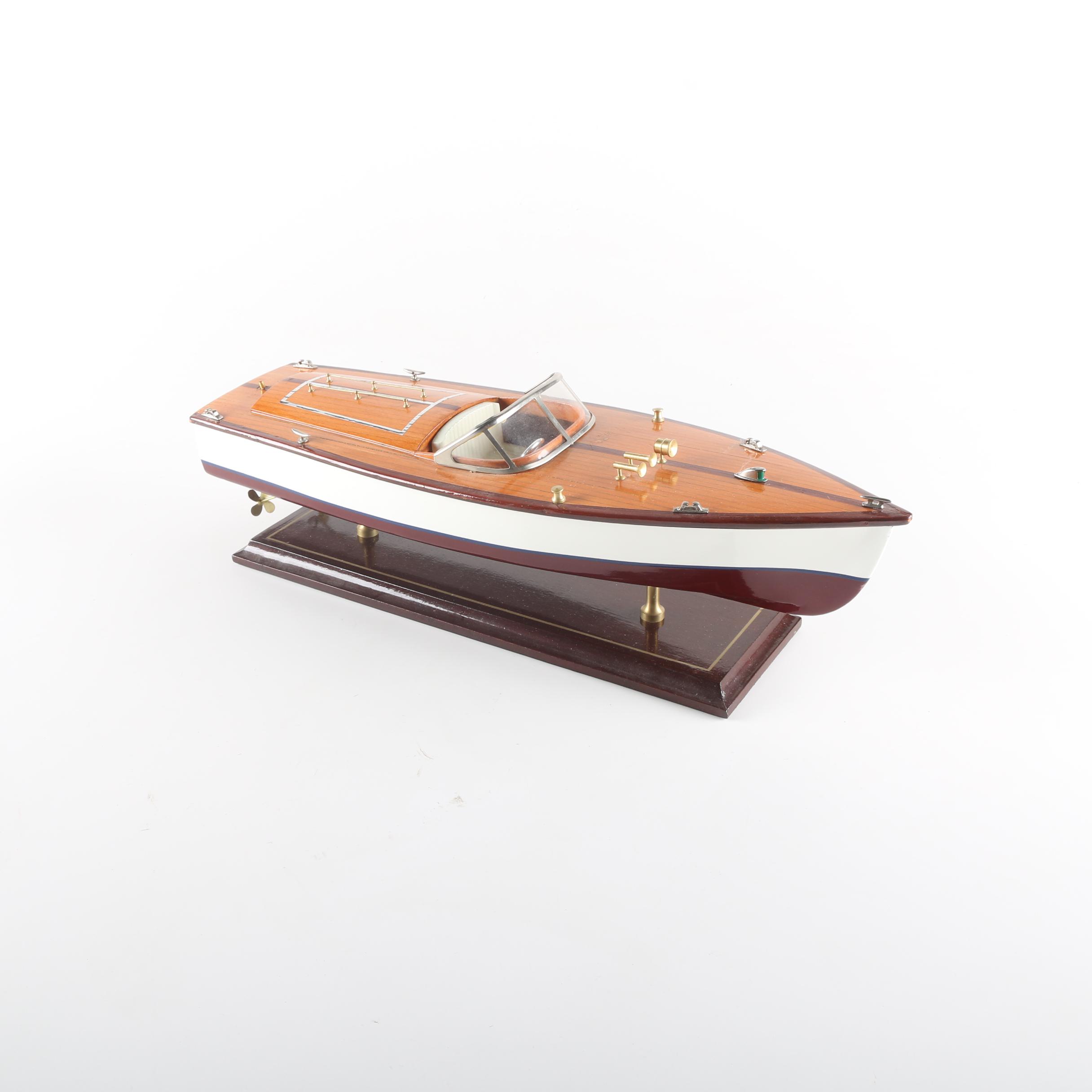 Model Speed Boat on Stand