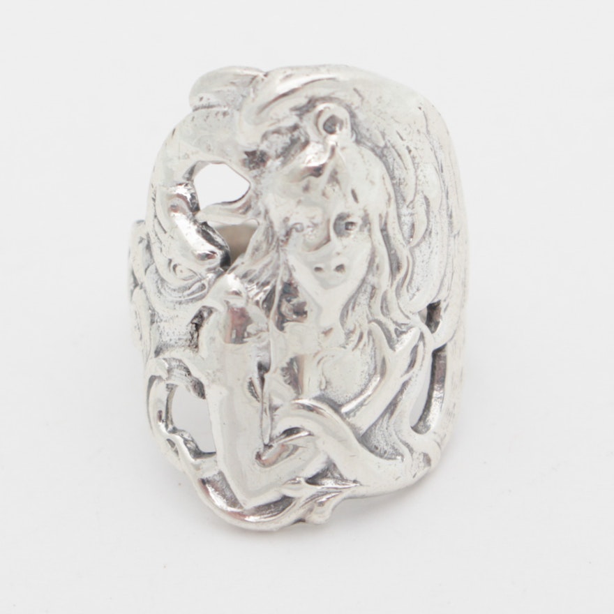 Sterling Silver Art Nouveau Inspired Ring