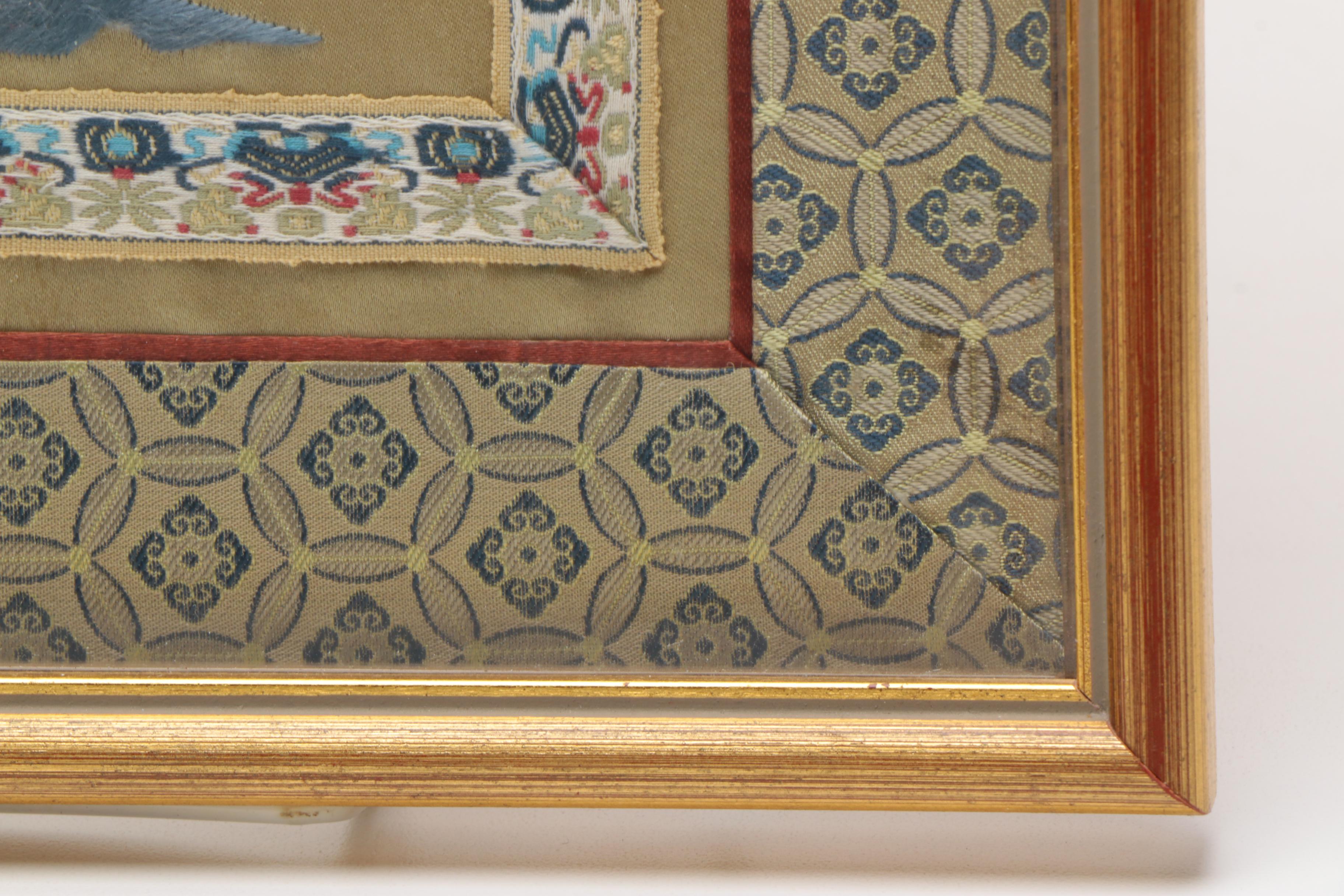 Vintage Chinese Embroideries on Silk With Floral Motifs