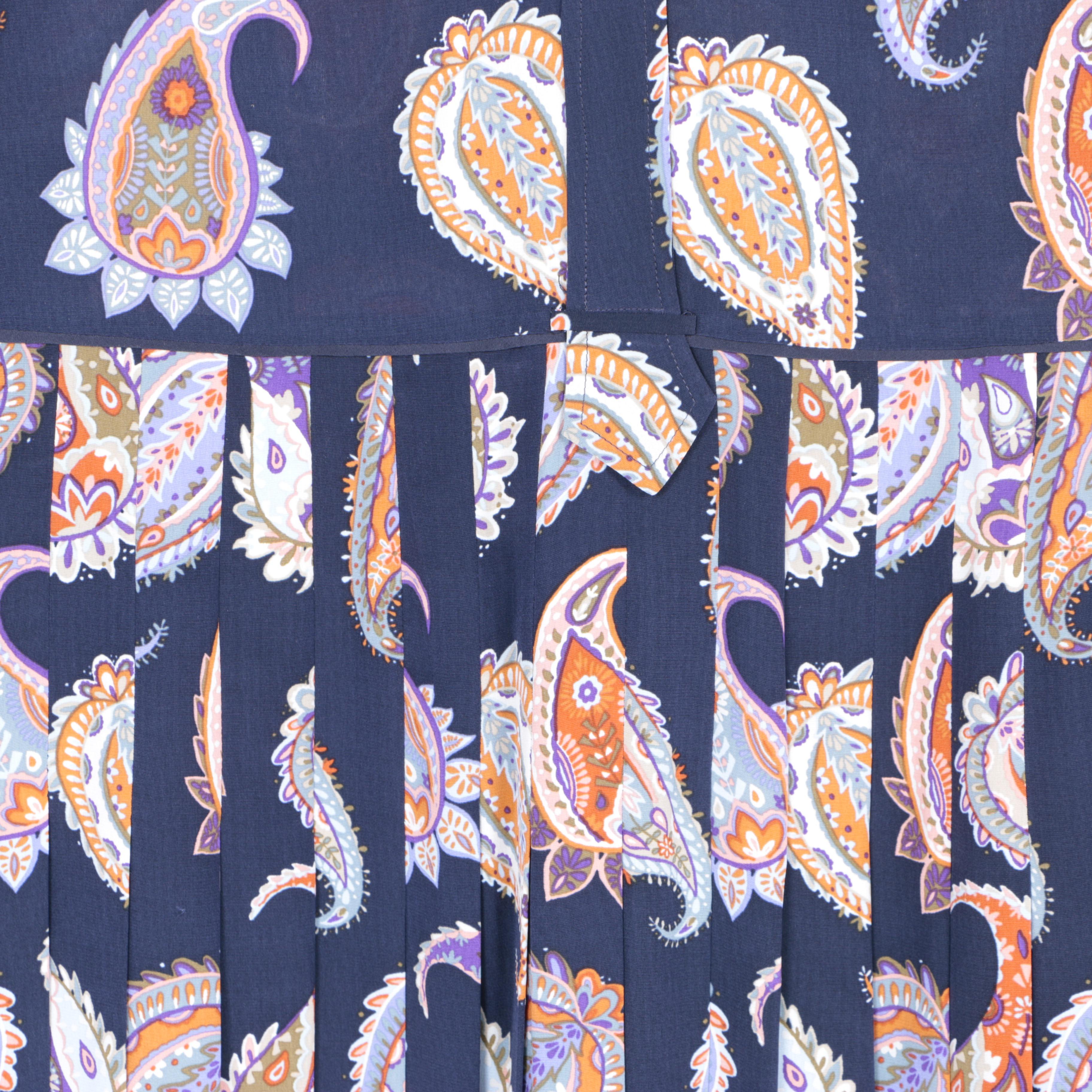 Tory Burch Pleated Paisley Print Silk Dress