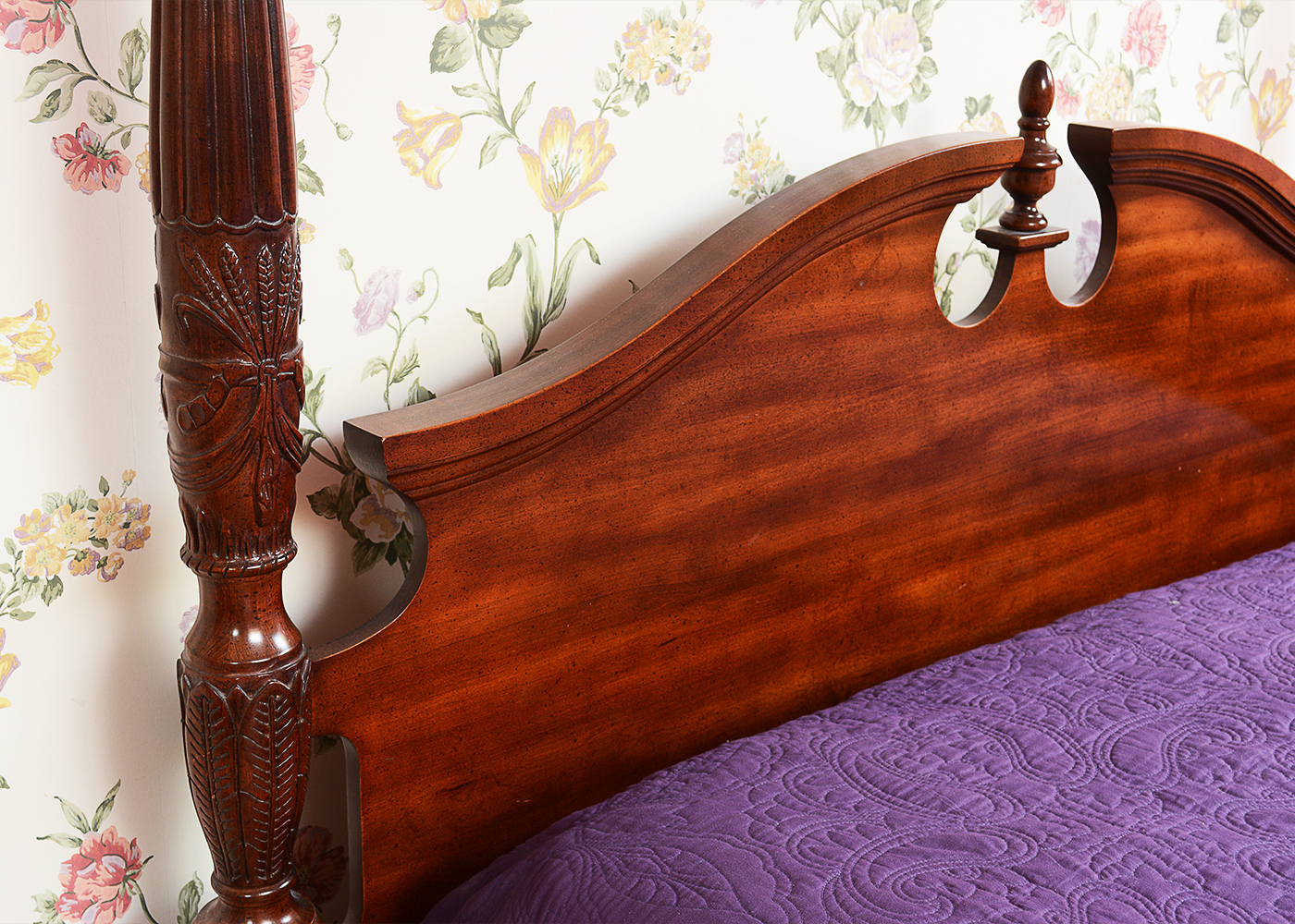 Queen Sized Cherry Four Poster Bed With Step Stool