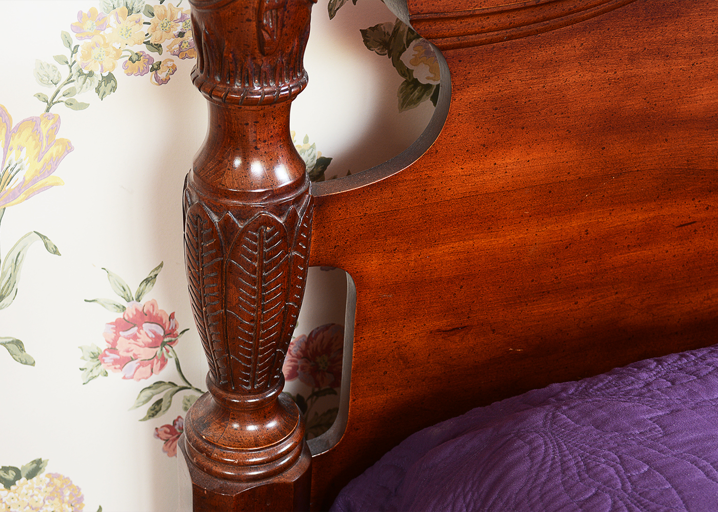 Queen Sized Cherry Four Poster Bed With Step Stool