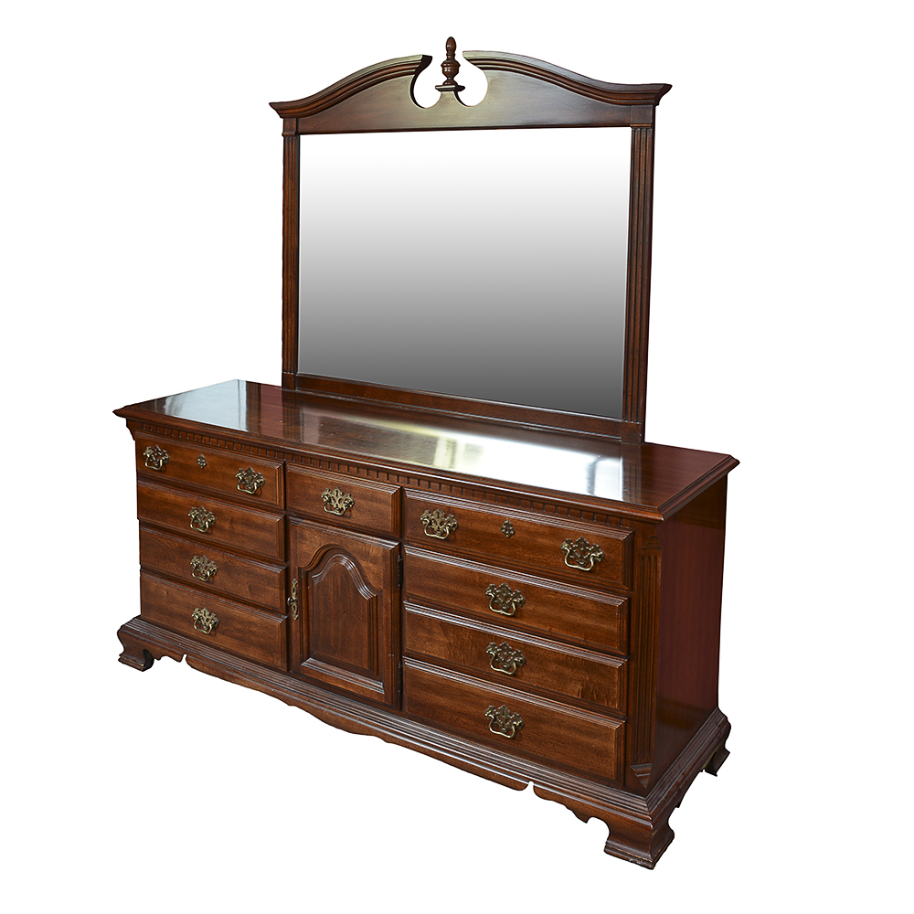 Chippendale Style Cherry Dresser With Mirror by Sumter Cabinet Co.