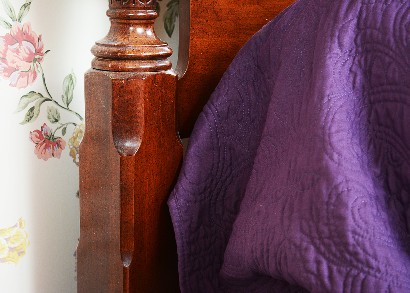 Queen Sized Cherry Four Poster Bed With Step Stool