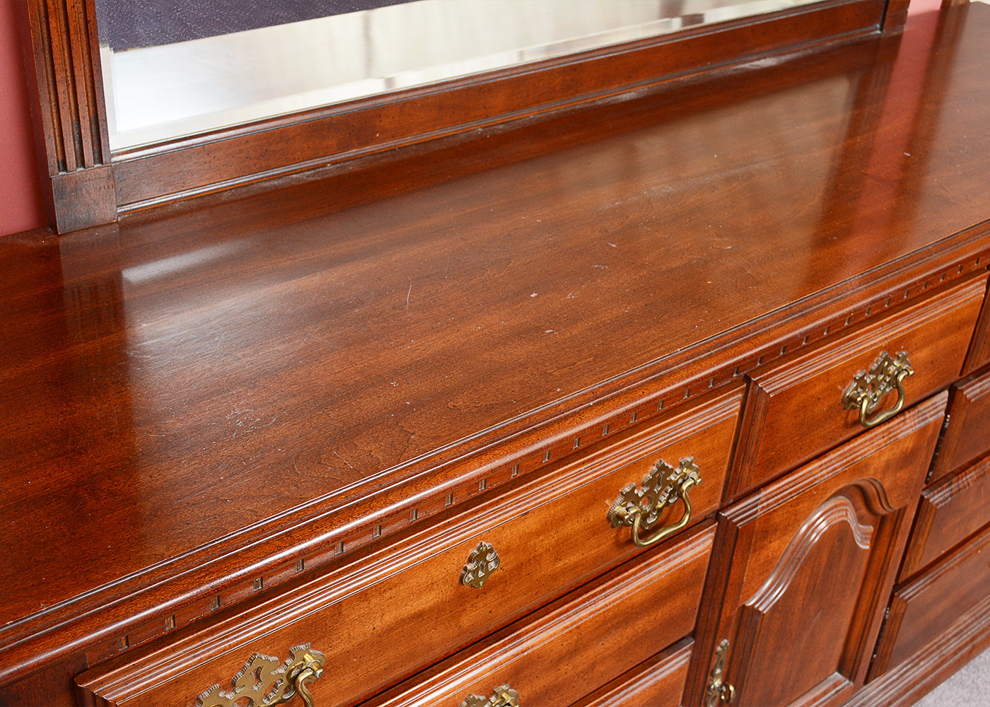 Chippendale Style Cherry Dresser With Mirror by Sumter Cabinet Co.