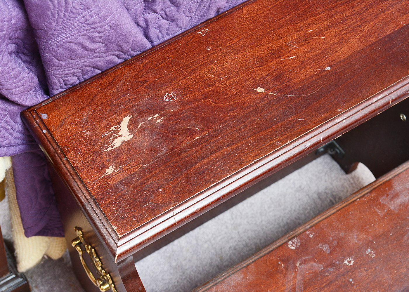 Queen Sized Cherry Four Poster Bed With Step Stool