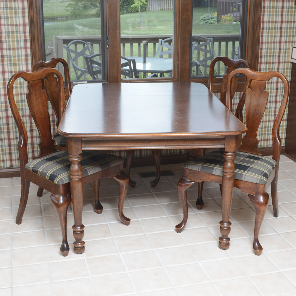Queen Anne Style Chairs and Cherry Finish Table by Tell City Chair Co.