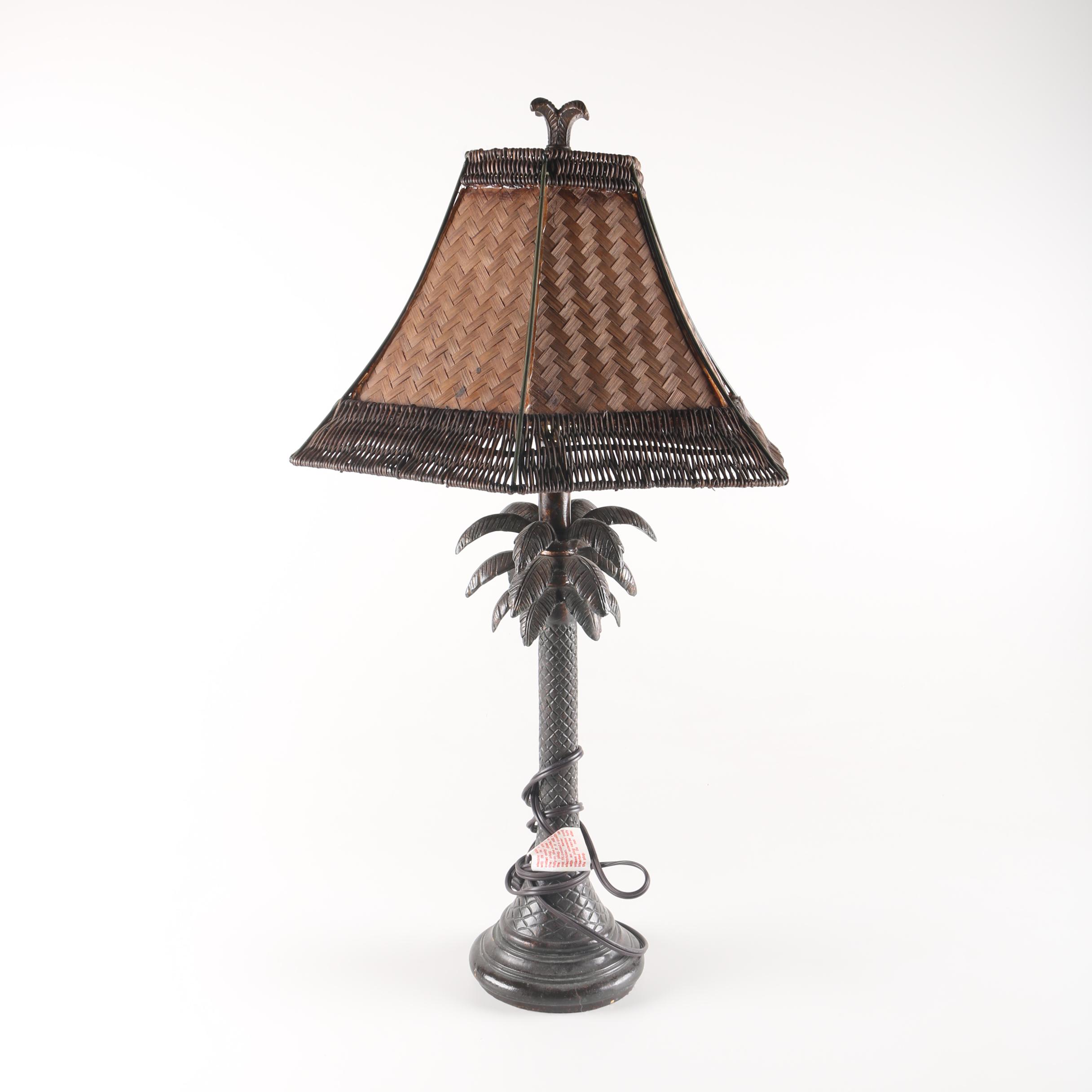 Rattan Palm Tree Table Lamp