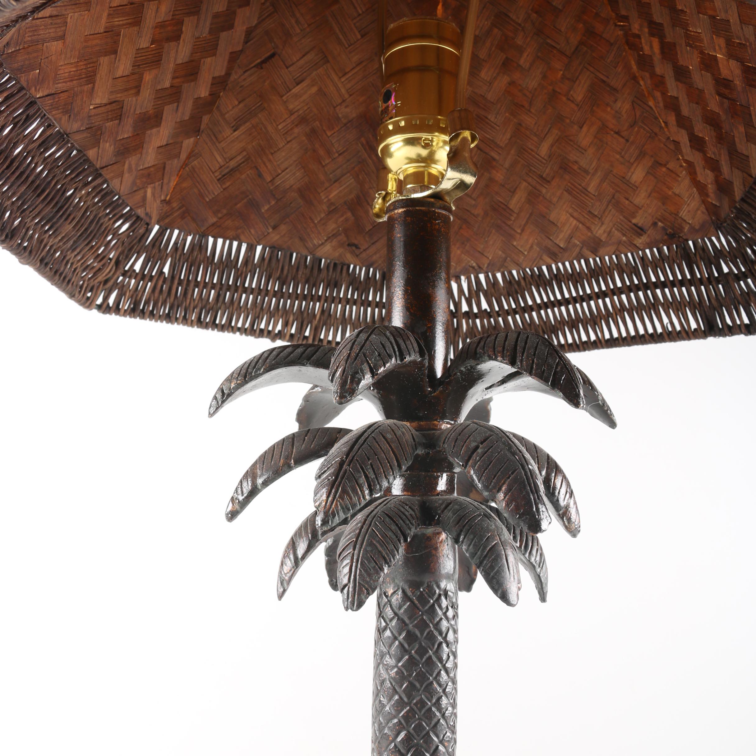 Rattan Palm Tree Table Lamp
