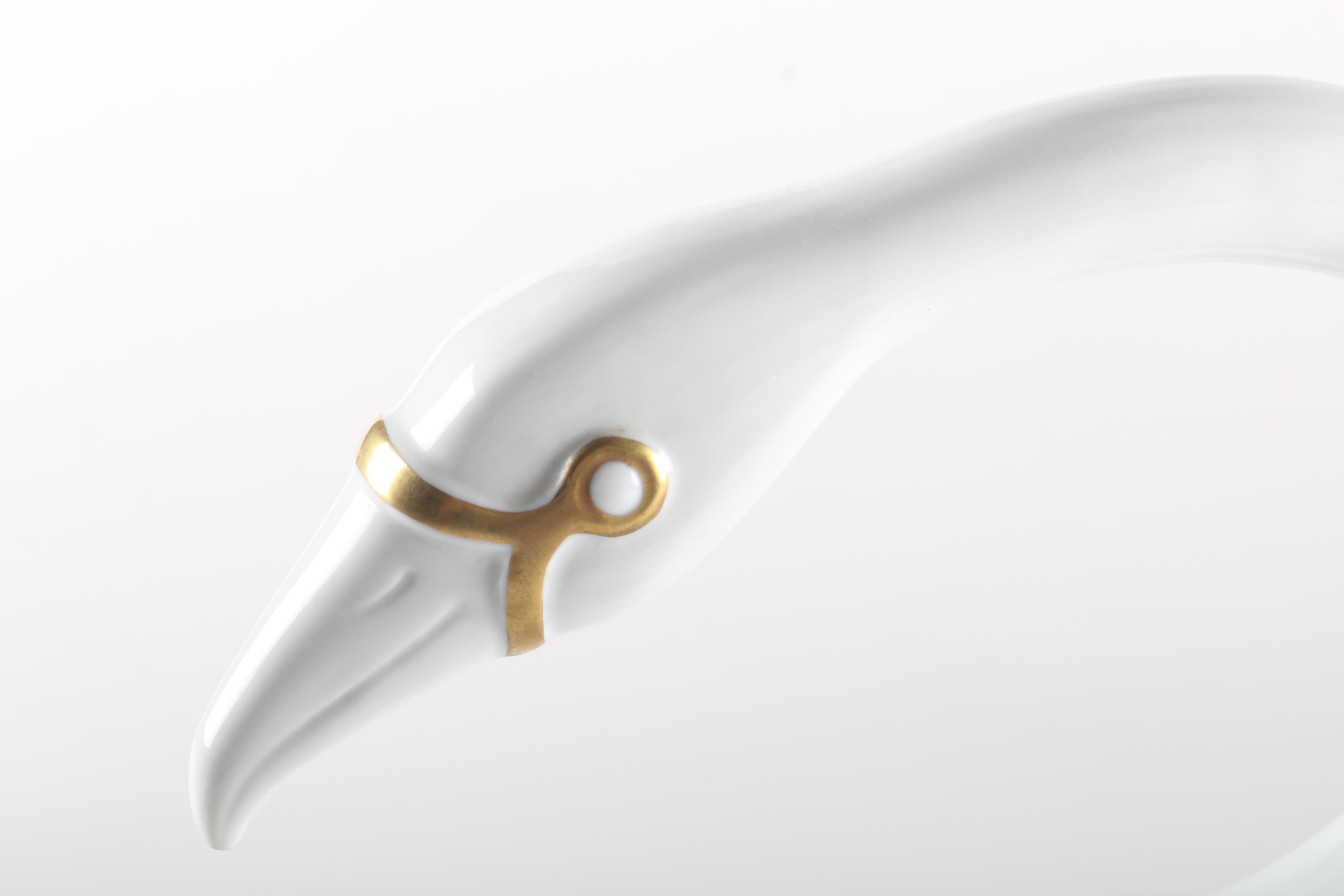 Vintage Vista Alegre Majestic White and Gold Swan Tureen