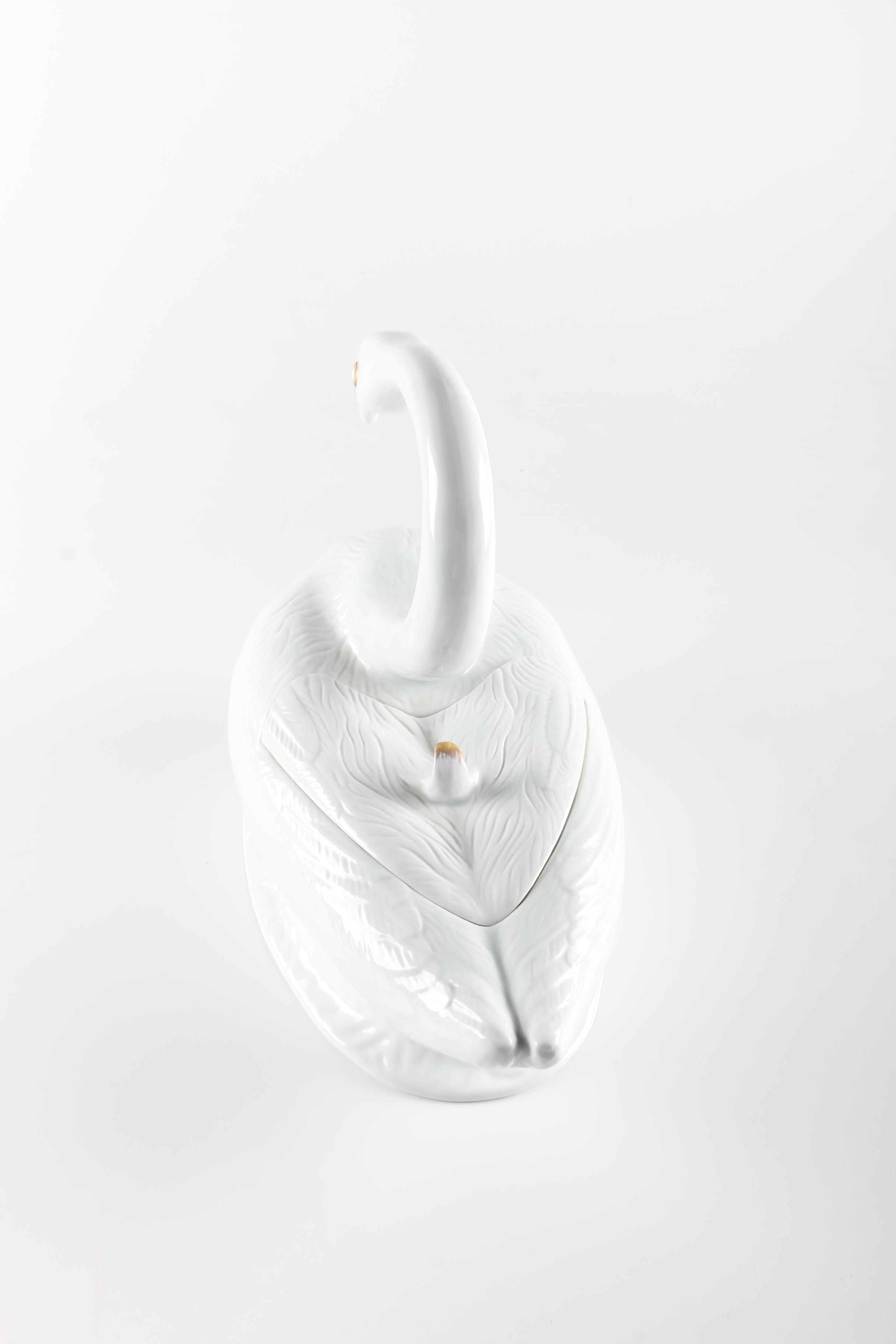 Vintage Vista Alegre Majestic White and Gold Swan Tureen