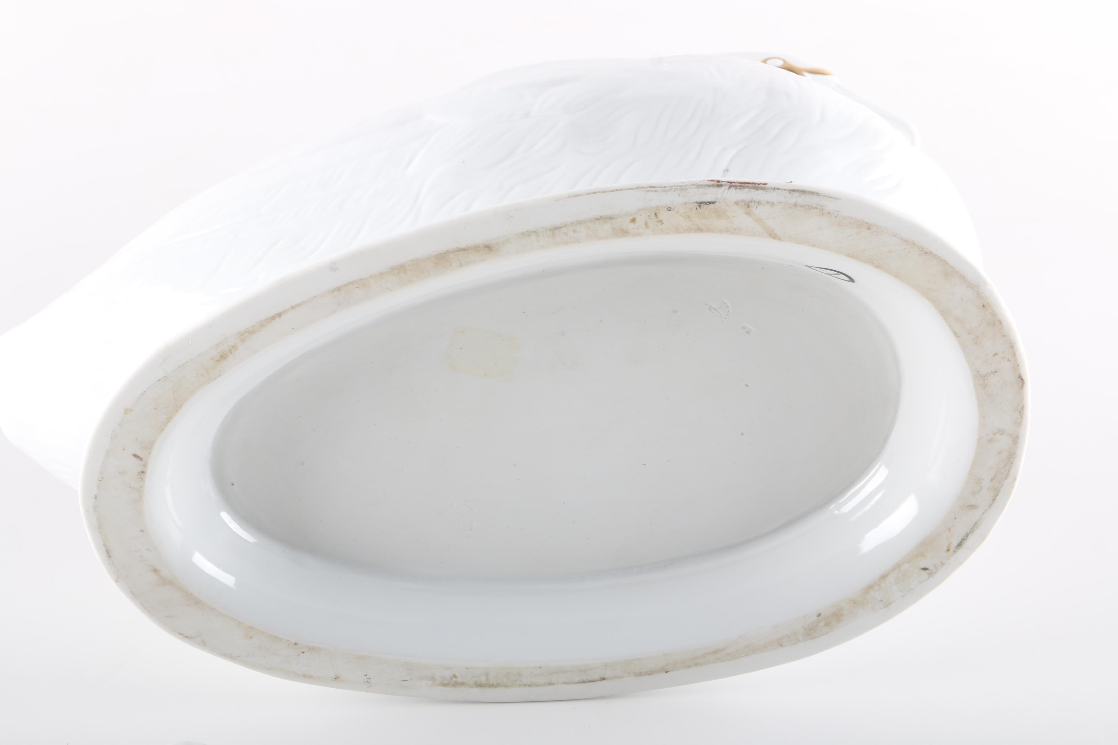 Vintage Vista Alegre Majestic White and Gold Swan Tureen