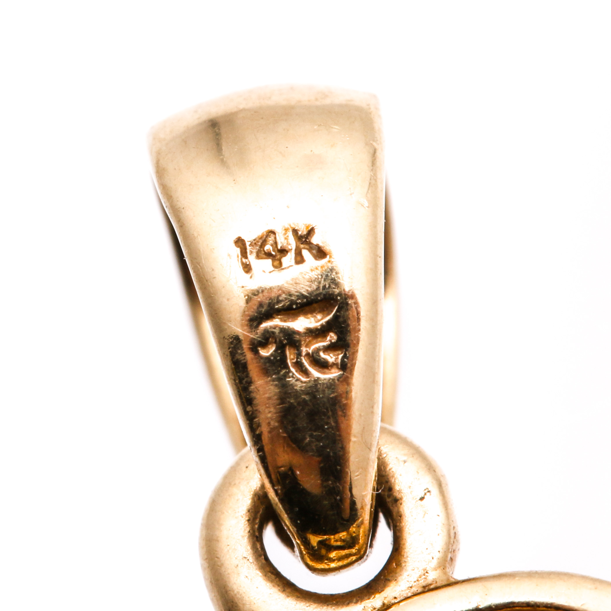 14K Yellow Gold and White Topaz Flower Shaped Pendant