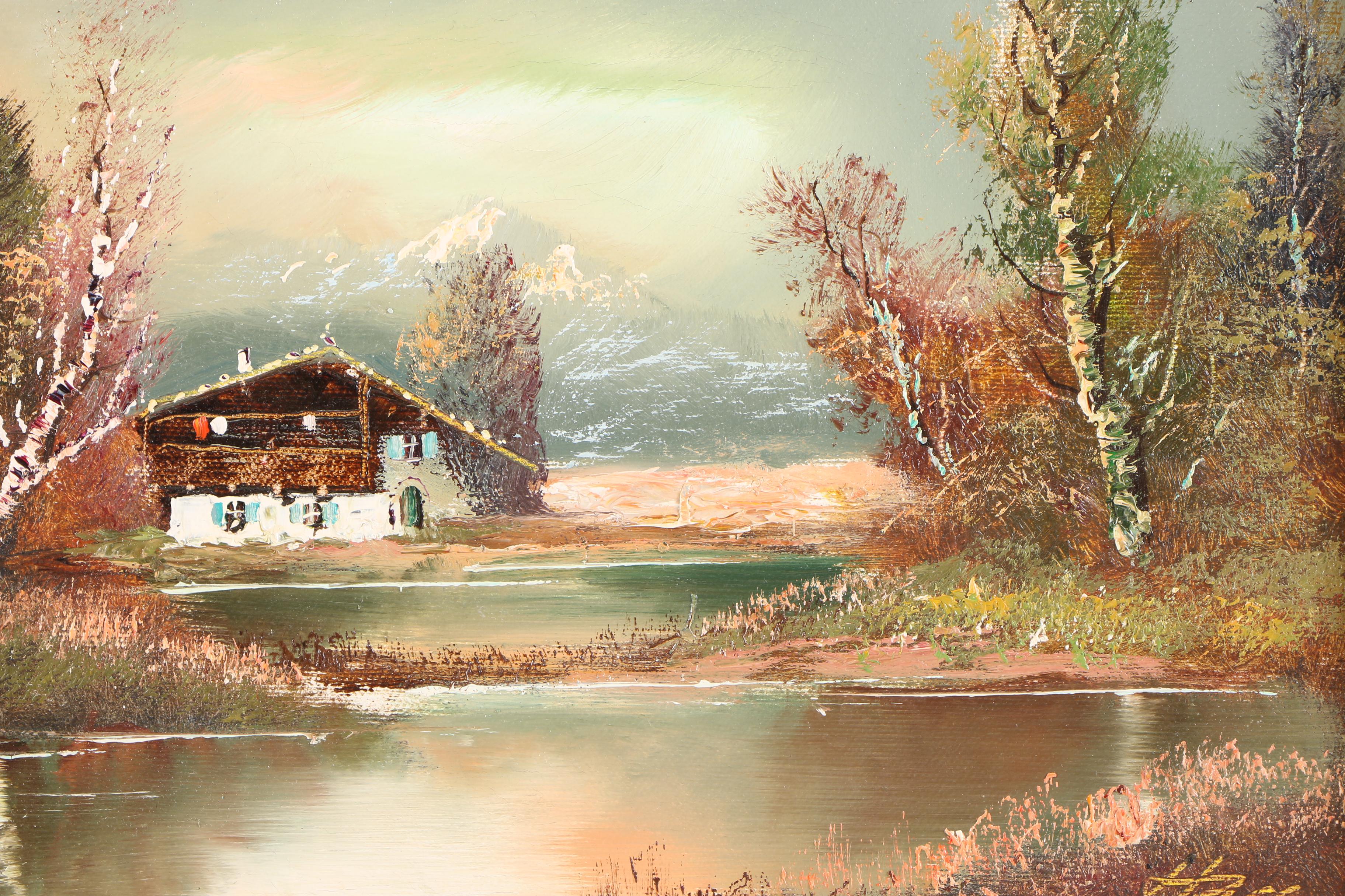 H. Ross Oil Painting on Canvas of Landscape