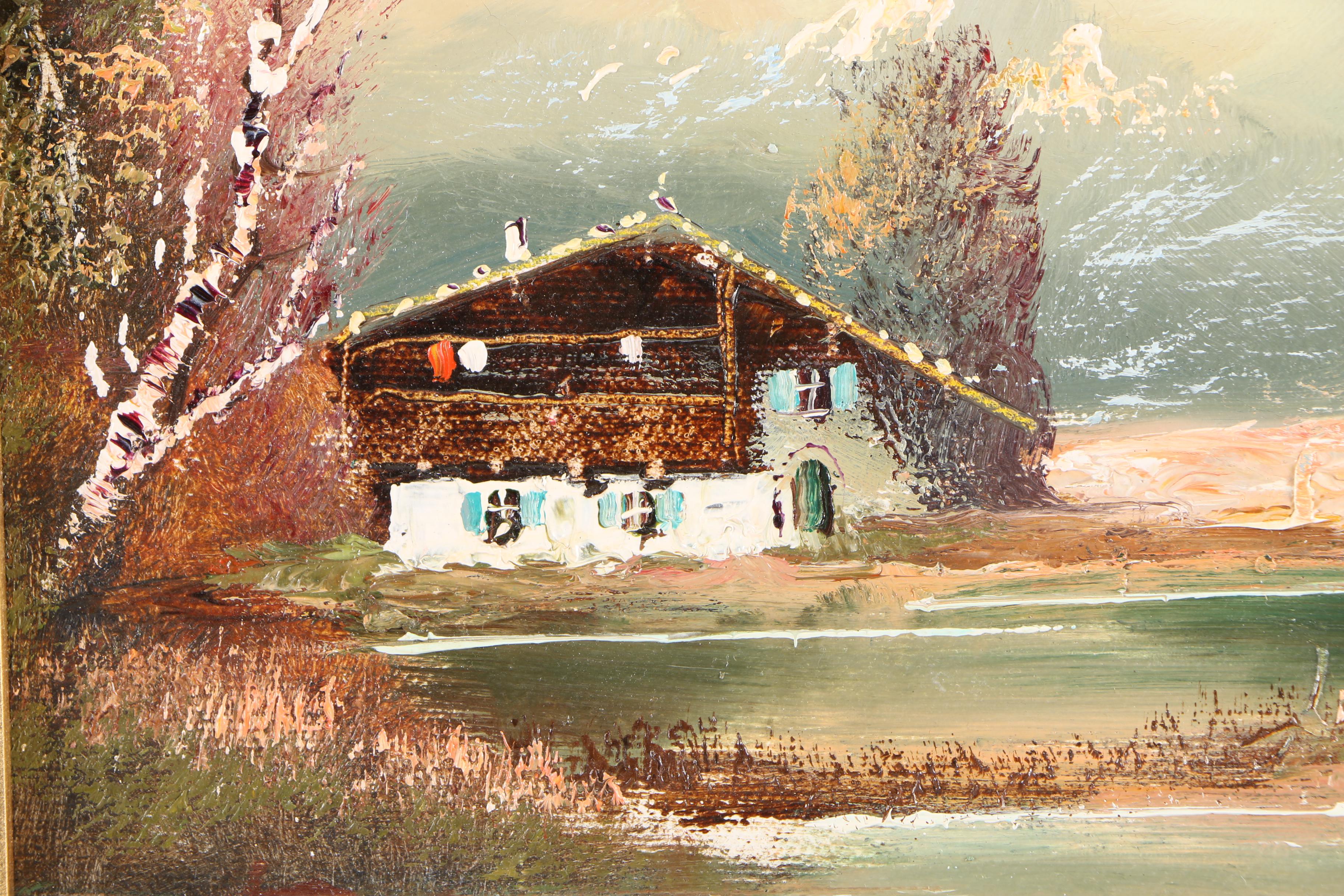 H. Ross Oil Painting on Canvas of Landscape