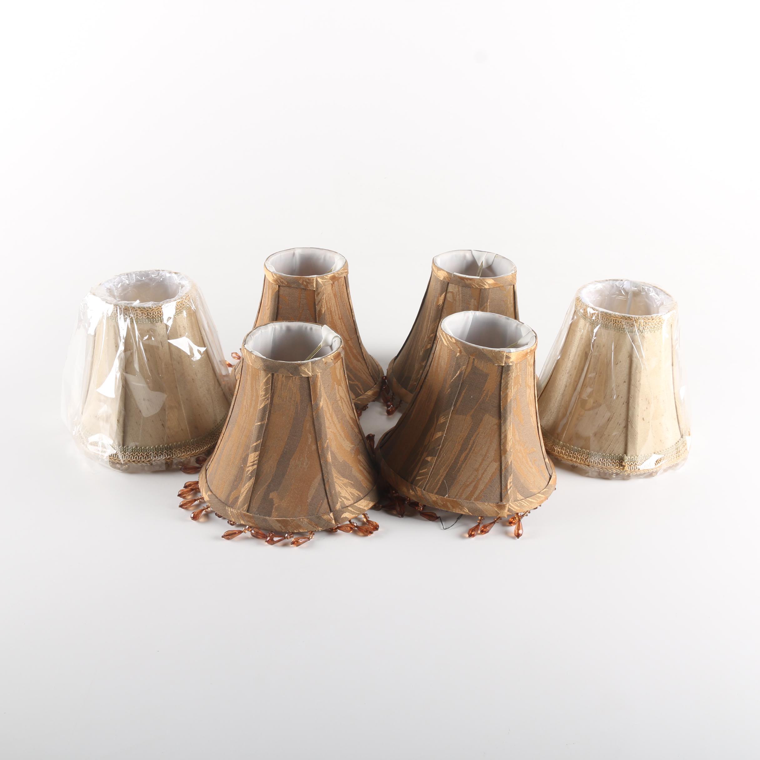 Collection of Six Conical Fabric Lamp Shades