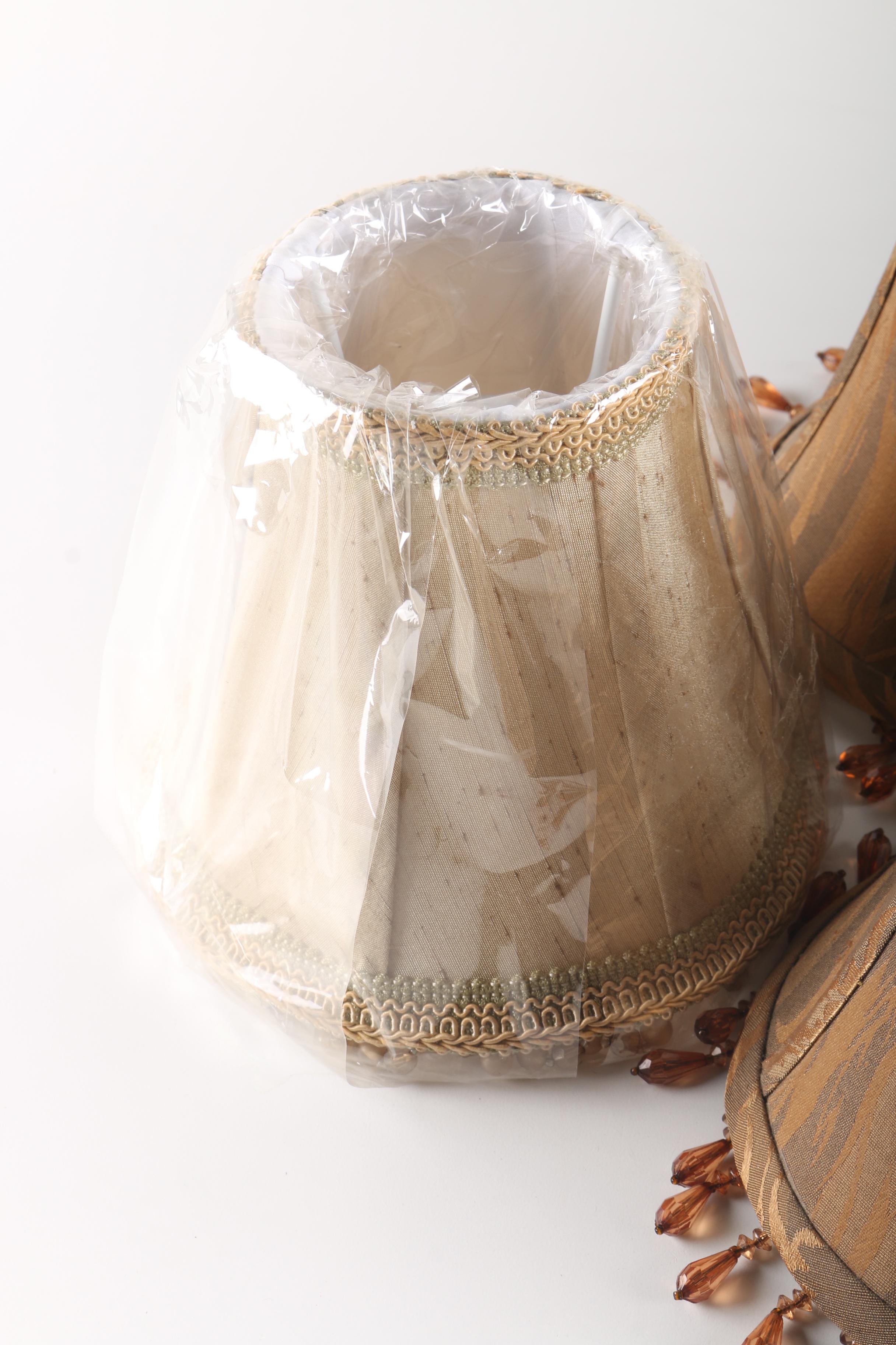 Collection of Six Conical Fabric Lamp Shades