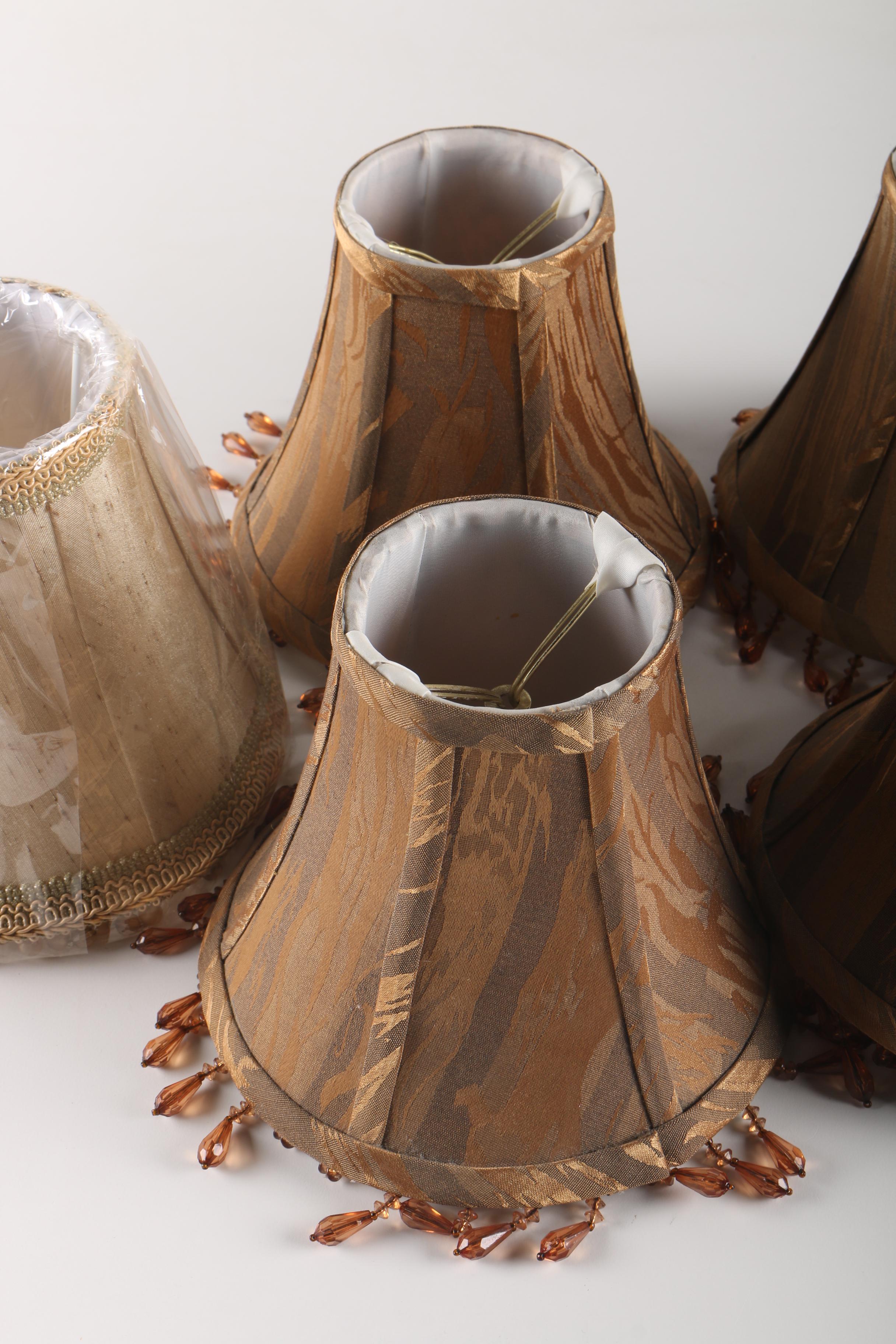 Collection of Six Conical Fabric Lamp Shades