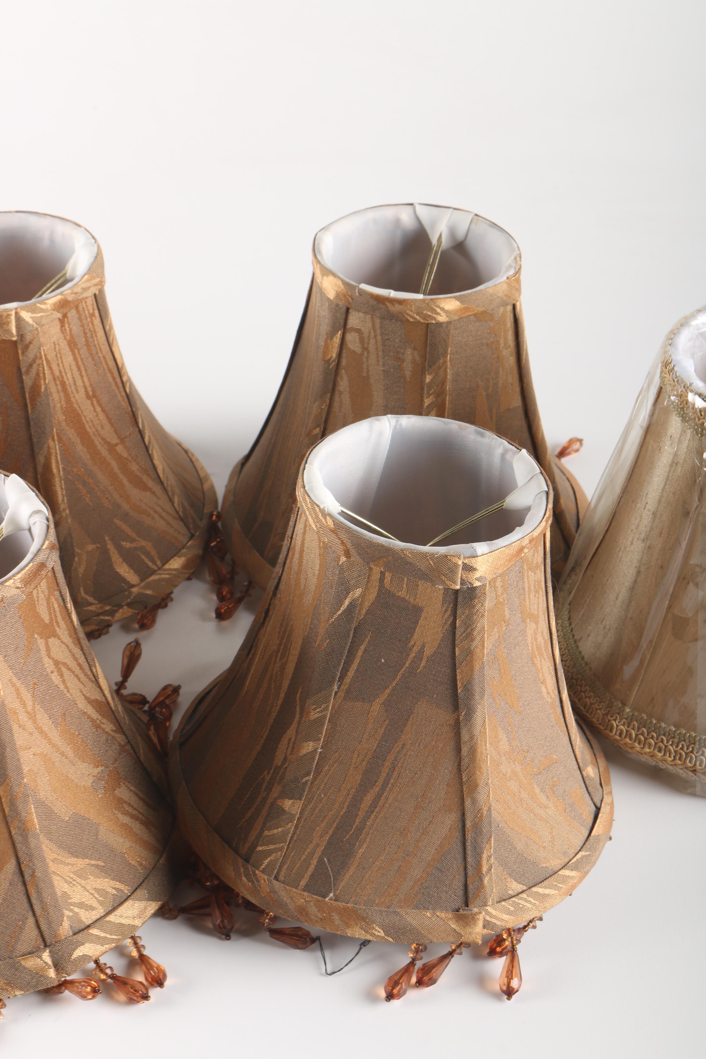 Collection of Six Conical Fabric Lamp Shades